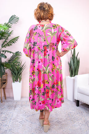 Dreaming Of Paradise Pink/Multi Color Floral/Printed Dress - D5109PK