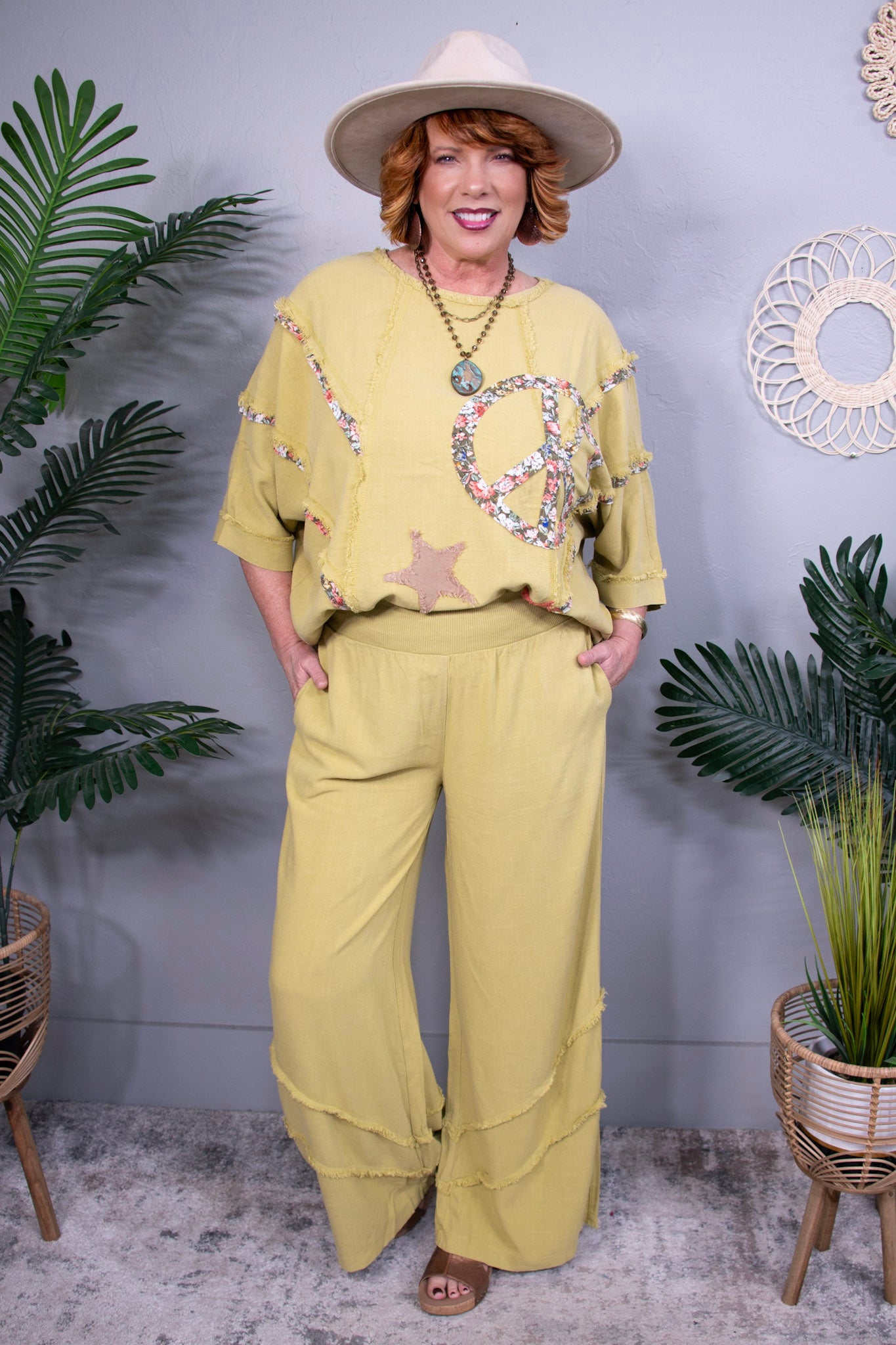 Peace Among The Stars Green Tea Pants - PNT1784OL