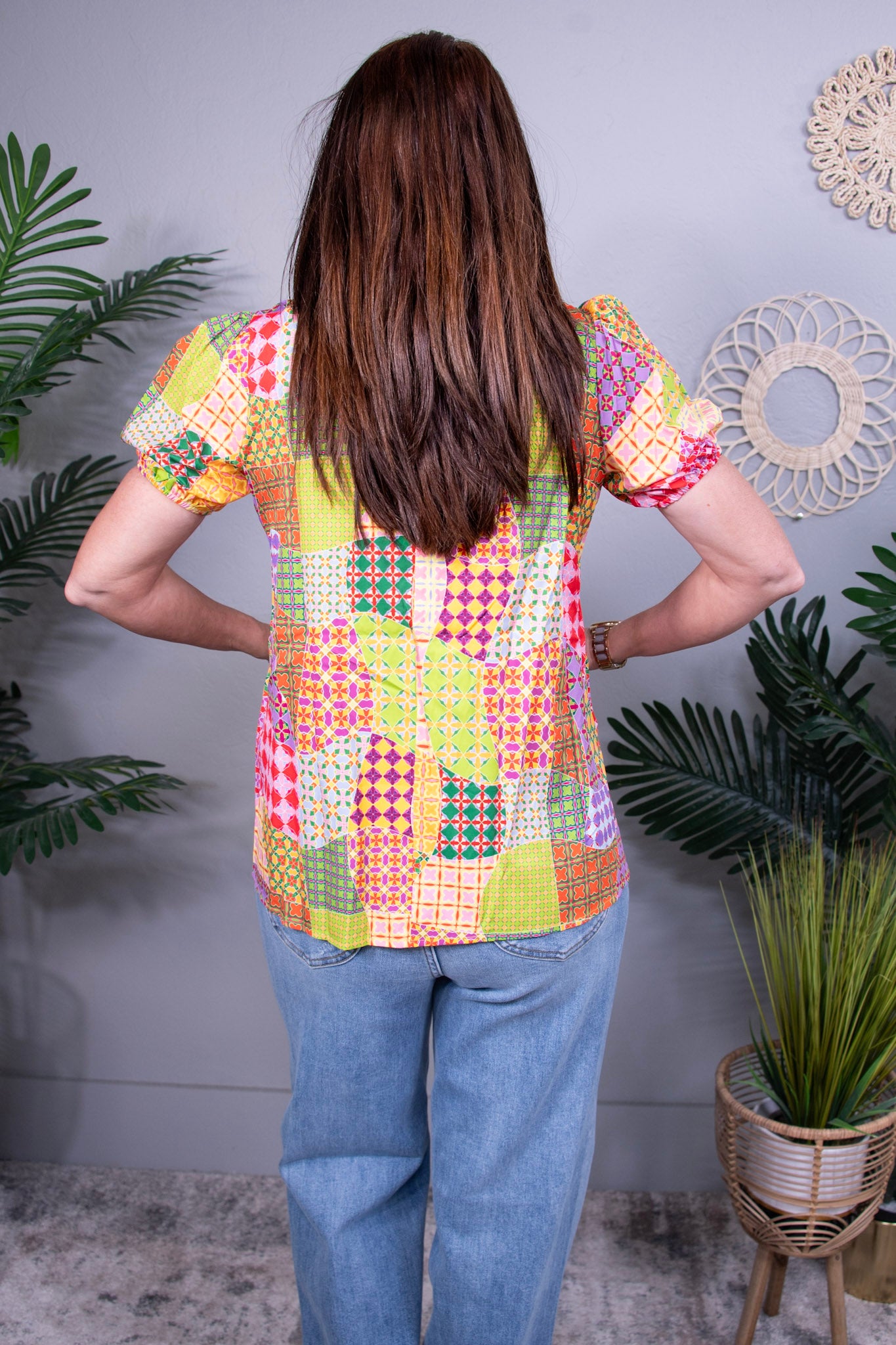 Patch Made In Heaven Printed V-Neck Top