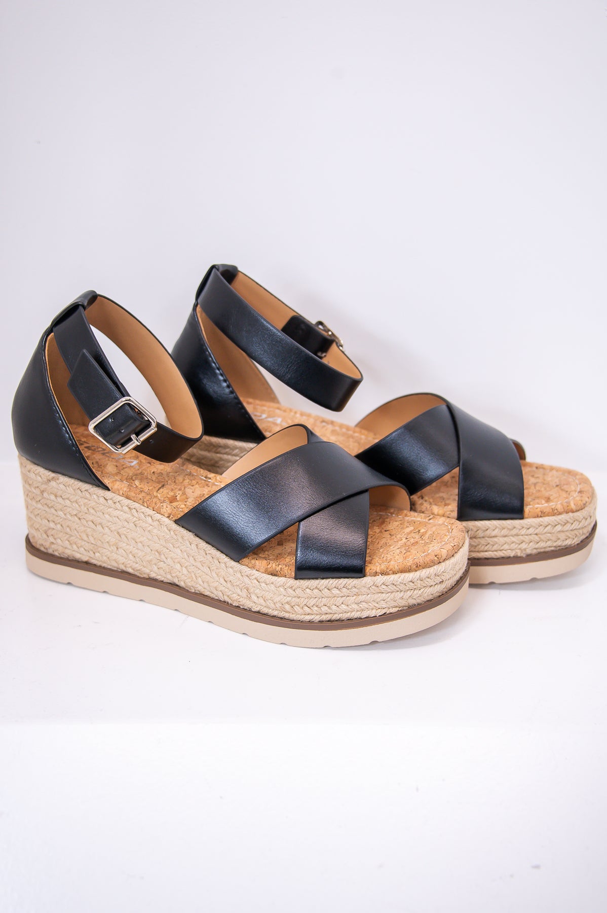 Stepping Up My Game Black/Taupe Espadrille Sandals - SHO2655BK