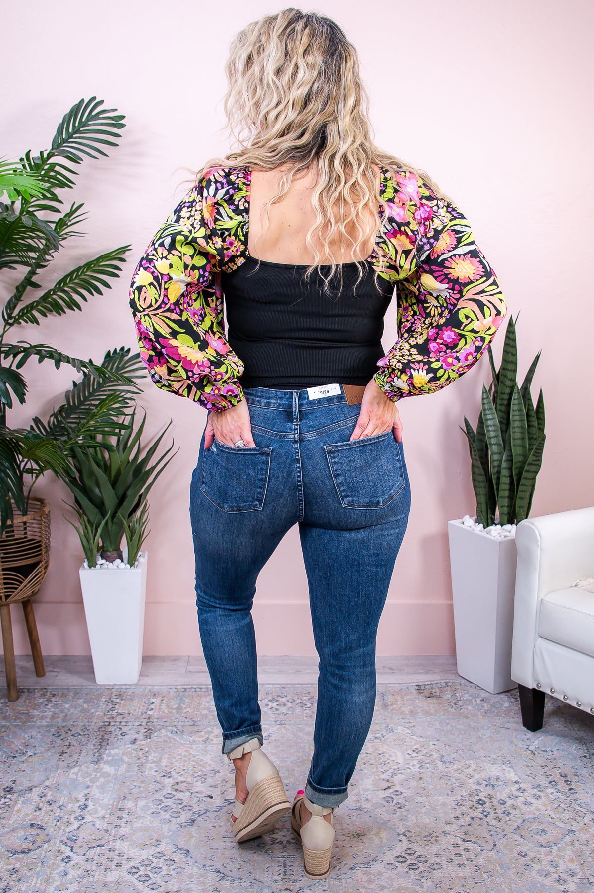 Small Town Gossip Black/Multi Color Floral Top - T9029BK