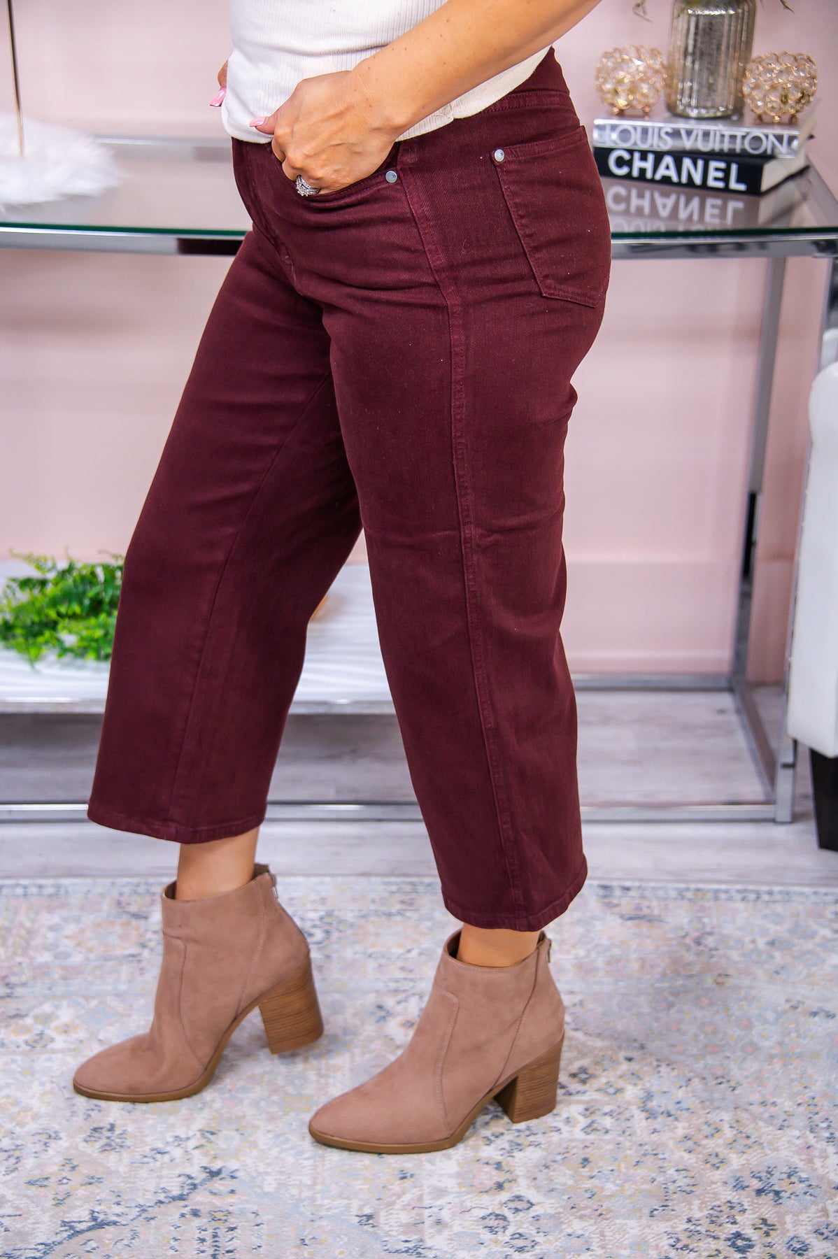 Becky Burgundy Solid Jeans - K1033BU