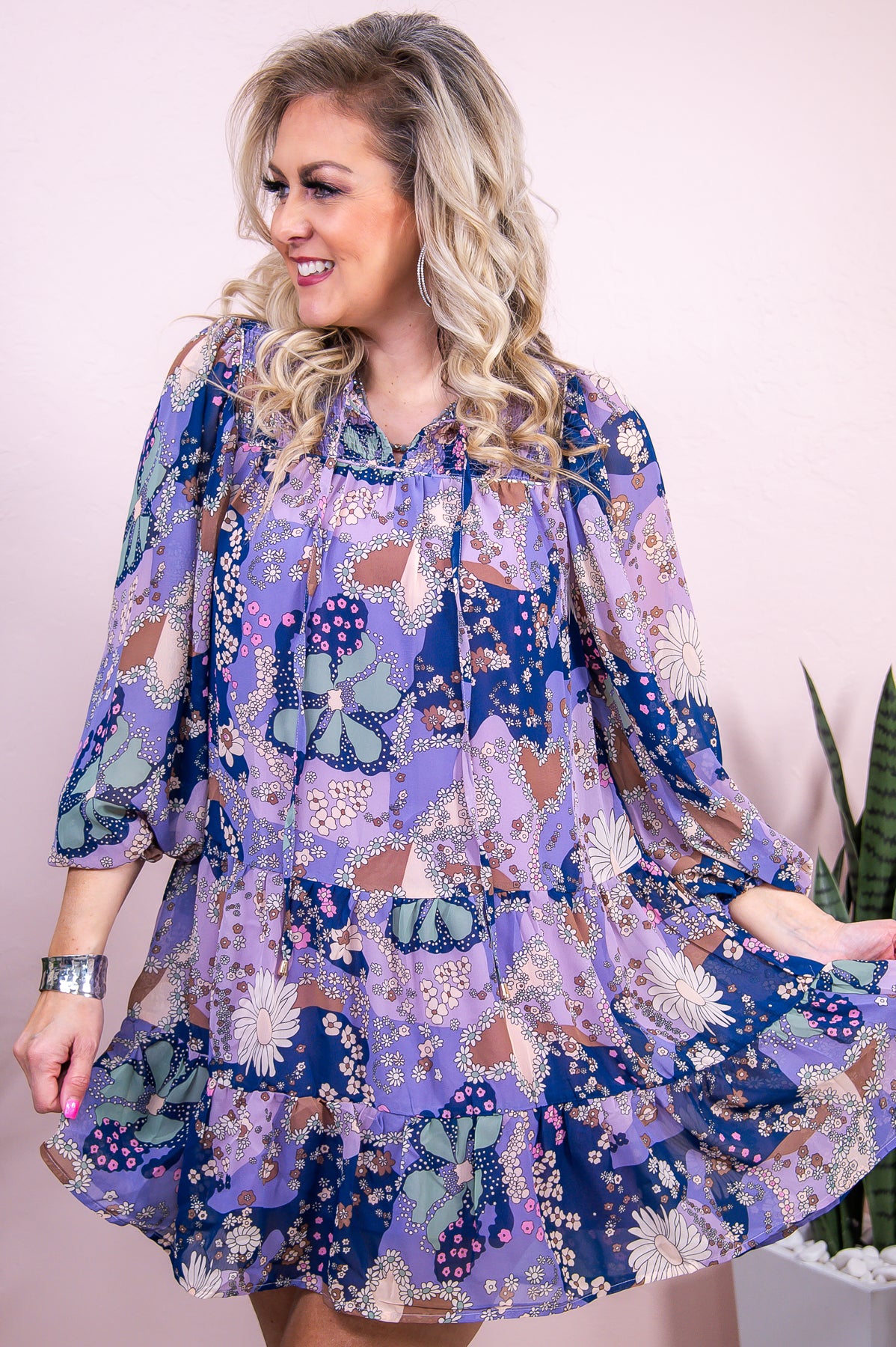 Cute & Full Of Sugar Purple/Multi Color Floral Dress - D5155PU