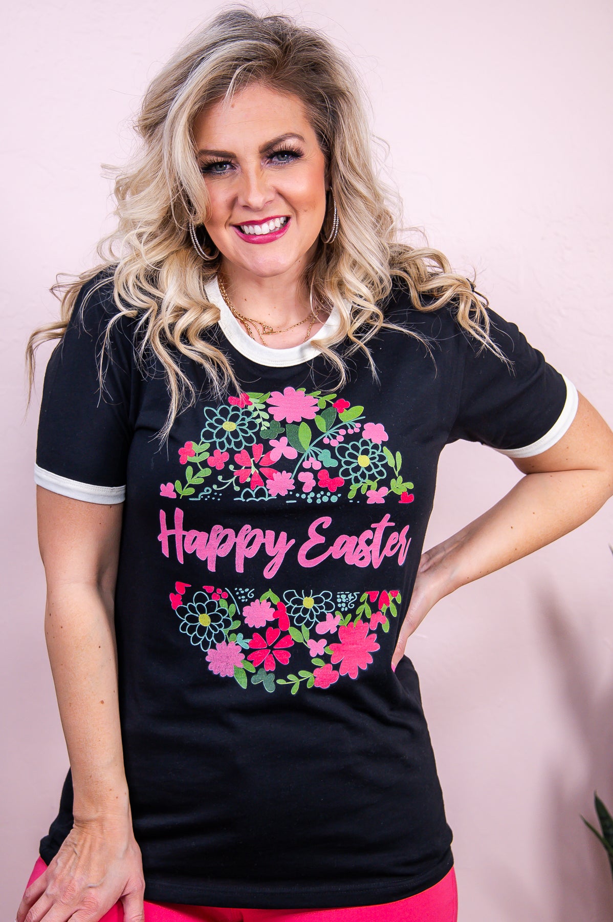 Happy Easter Black Easter Black/Natural Graphic Tee - A3234BK/NA