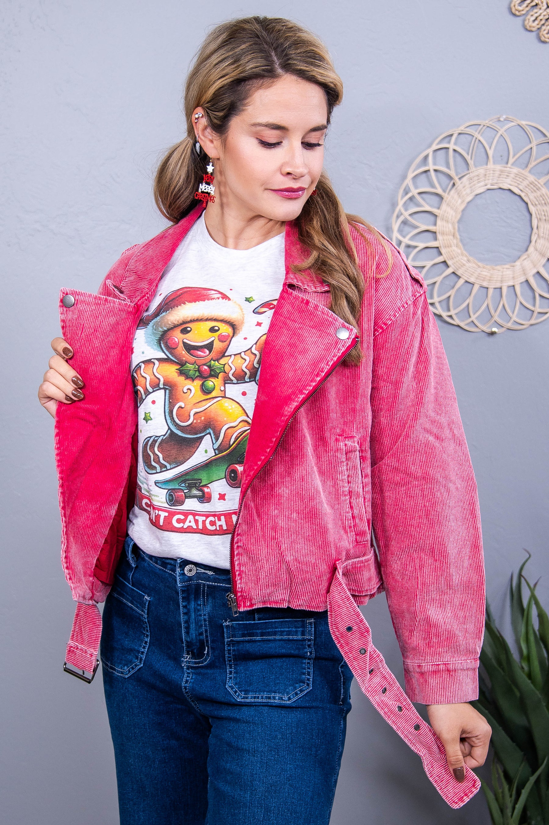 Stylish Ideals Vintage Red Corduroy Jacket - O5629VRD