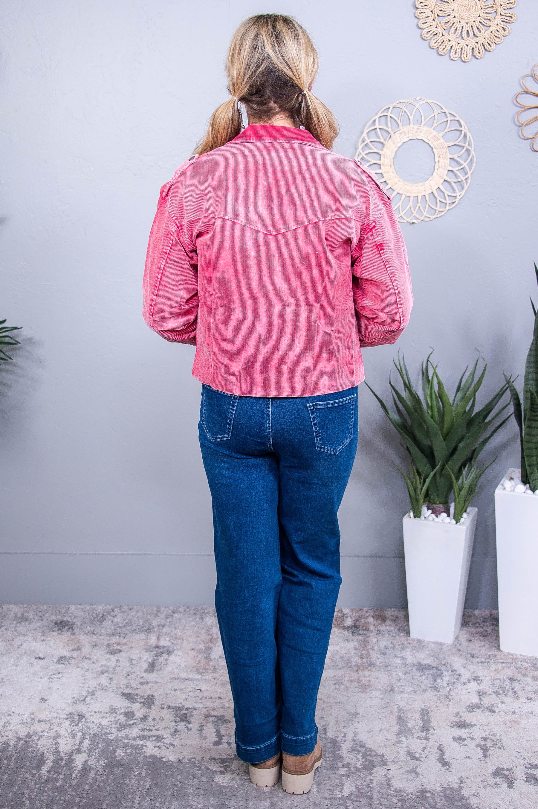 Stylish Ideals Vintage Red Corduroy Jacket - O5629VRD