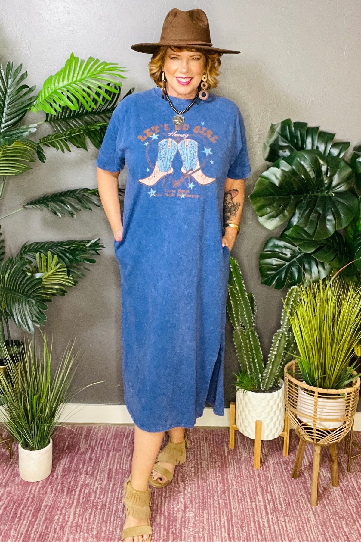 Let's Go Girls Navy Mineral Wash Dress - DR094NV