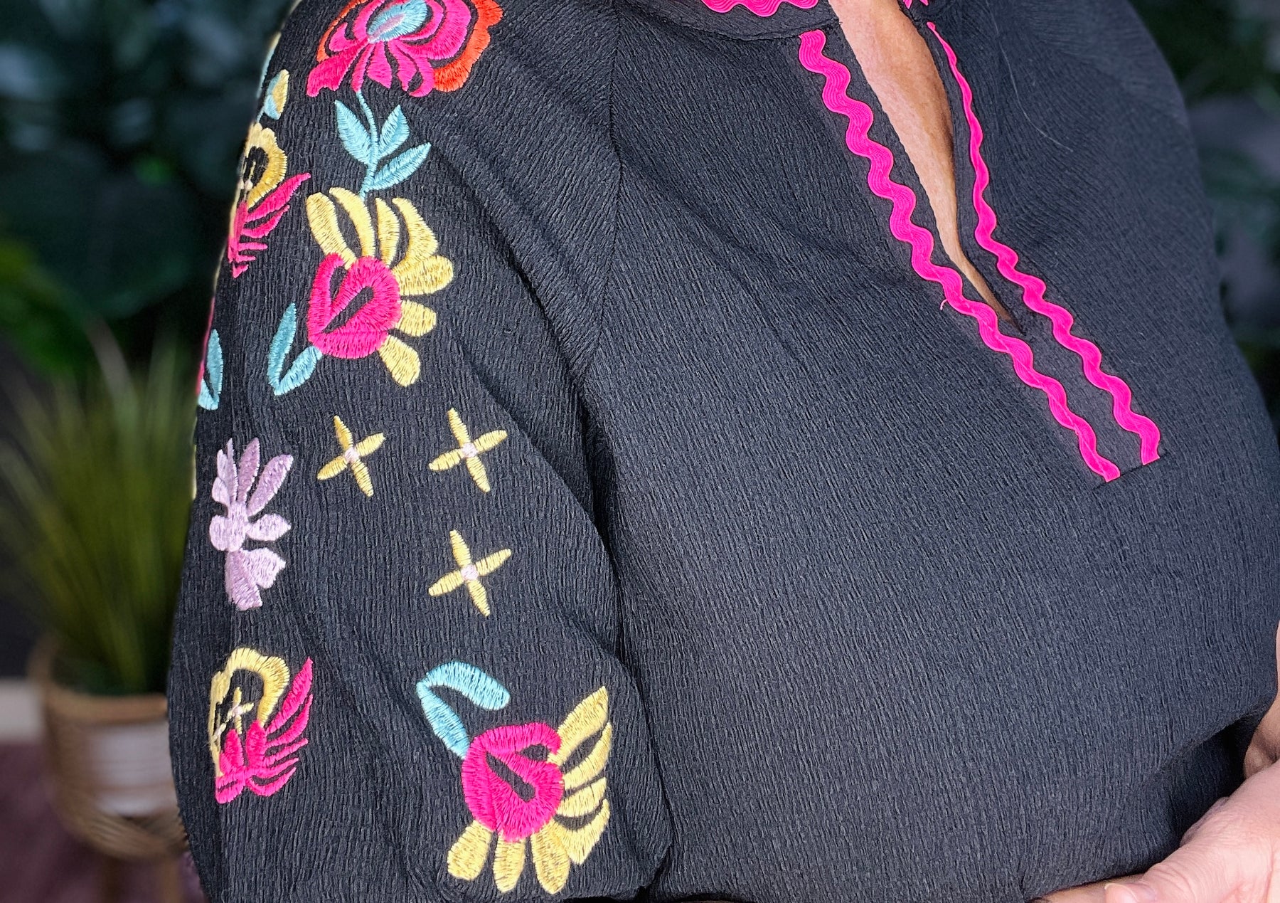 Every Day Charm Embroidered Top - S056BK