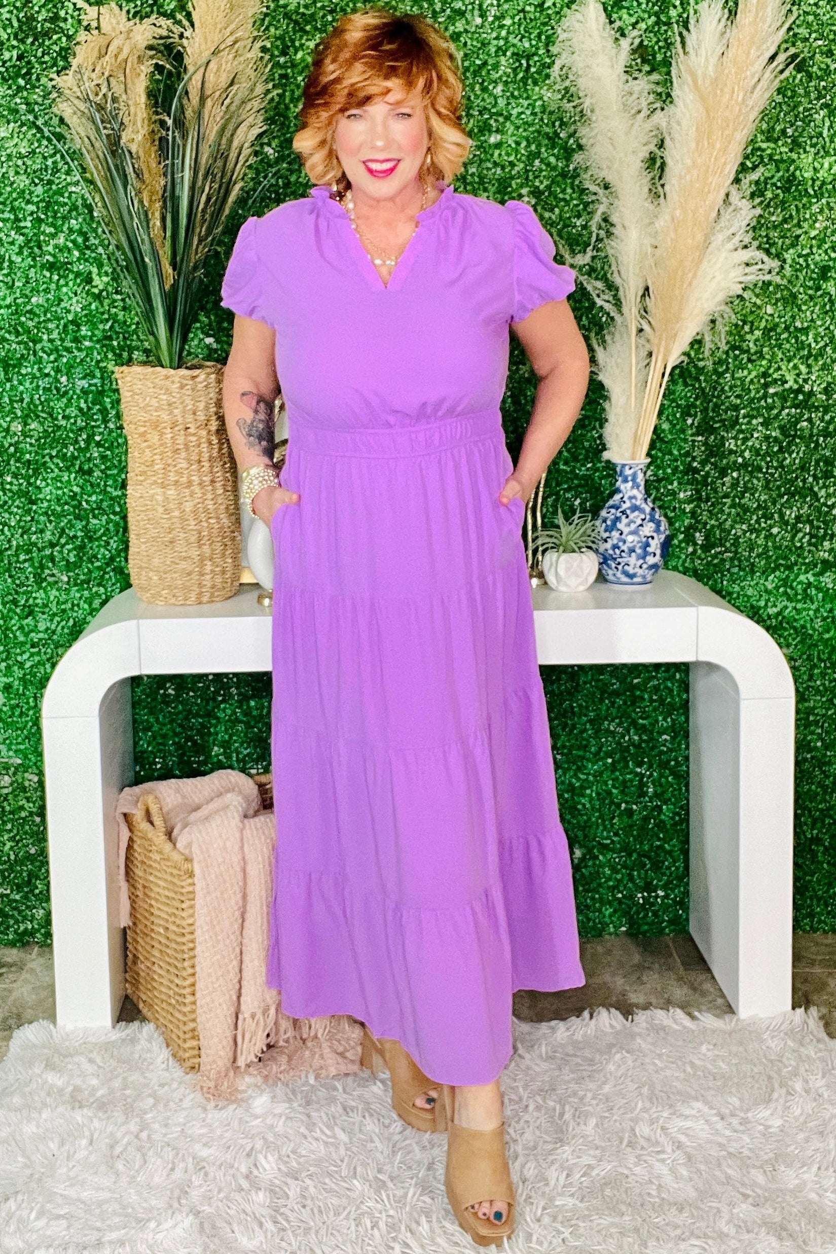 The IT Girl Lavender Tiered Maxi Dress Lavendula / S