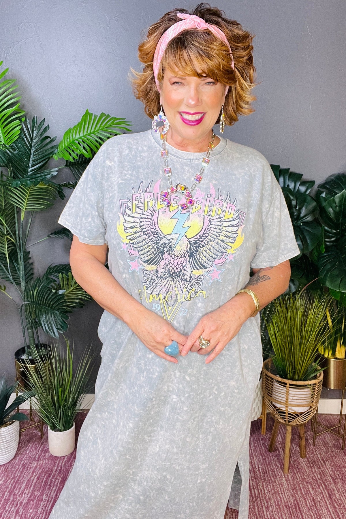 Free Bird Stone Mineral Wash Dress - DR092ST