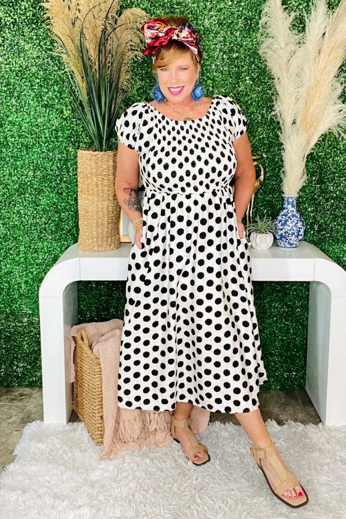Spot The Drama Midi Dress - DR066BW