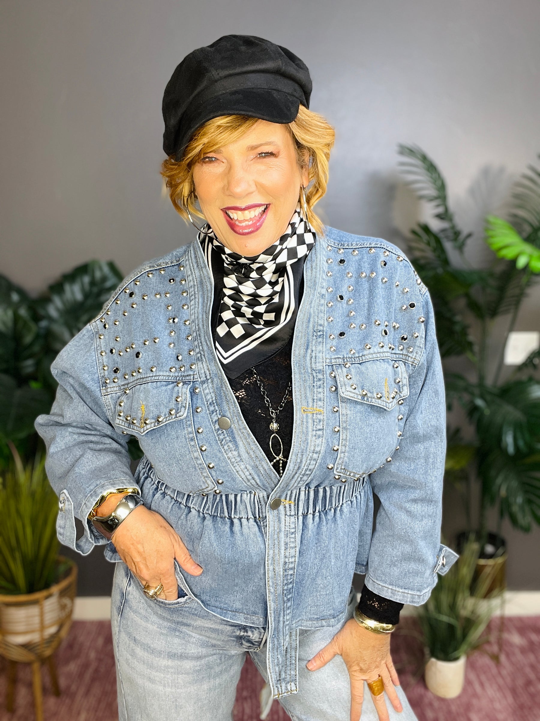 Chic In Denim Studded Jacket (2 Colors)