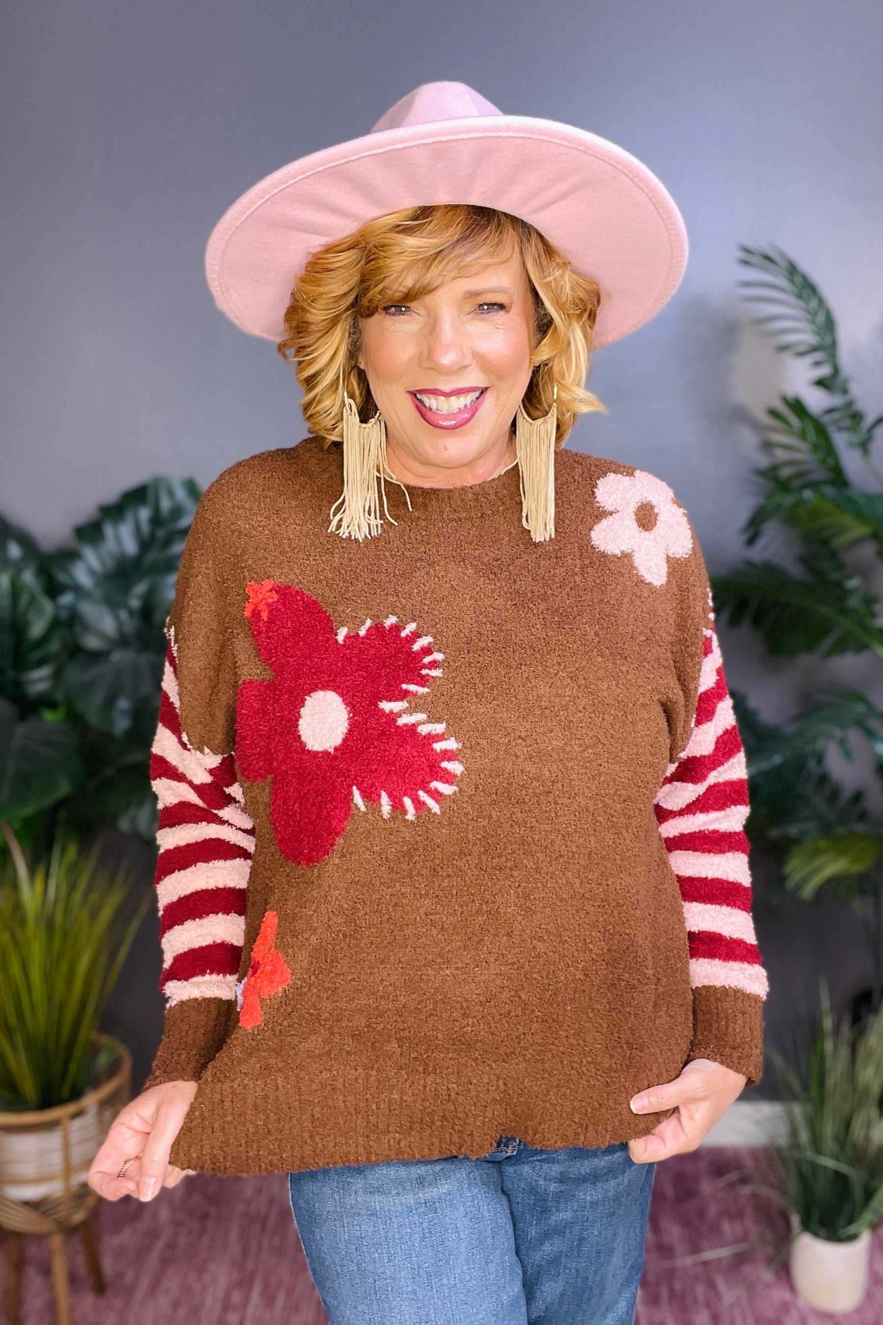 Wildflower At Heart Jacquard Striped Sweater