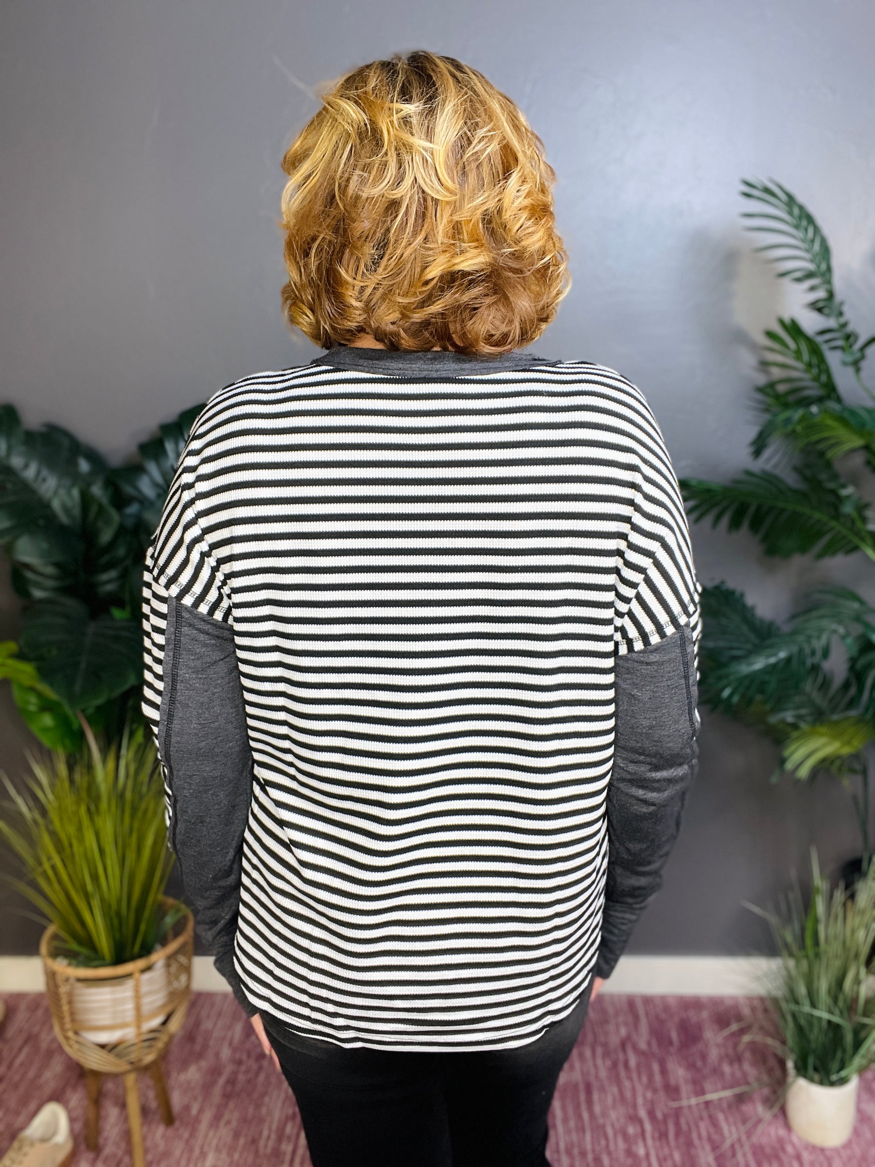 Stay In Line Thermal Stripe Top