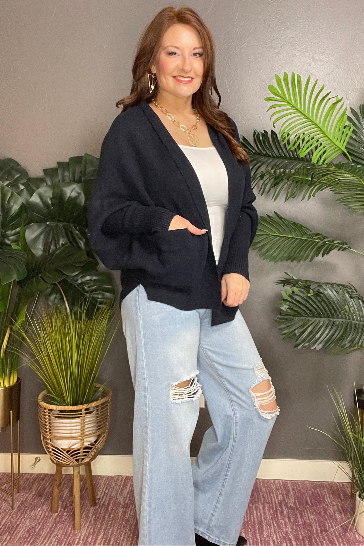 Softly Spoken Navy Cardigan - OT076NV