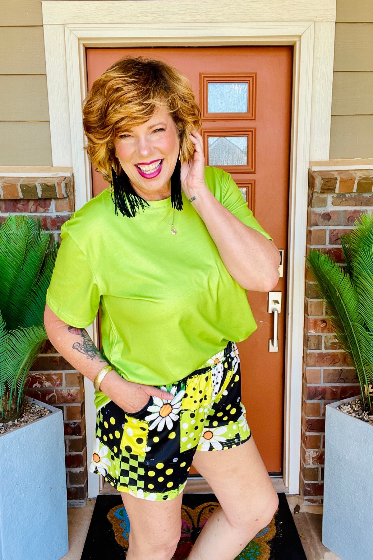 Wild About Daisies Top And Short Set - SET057GN