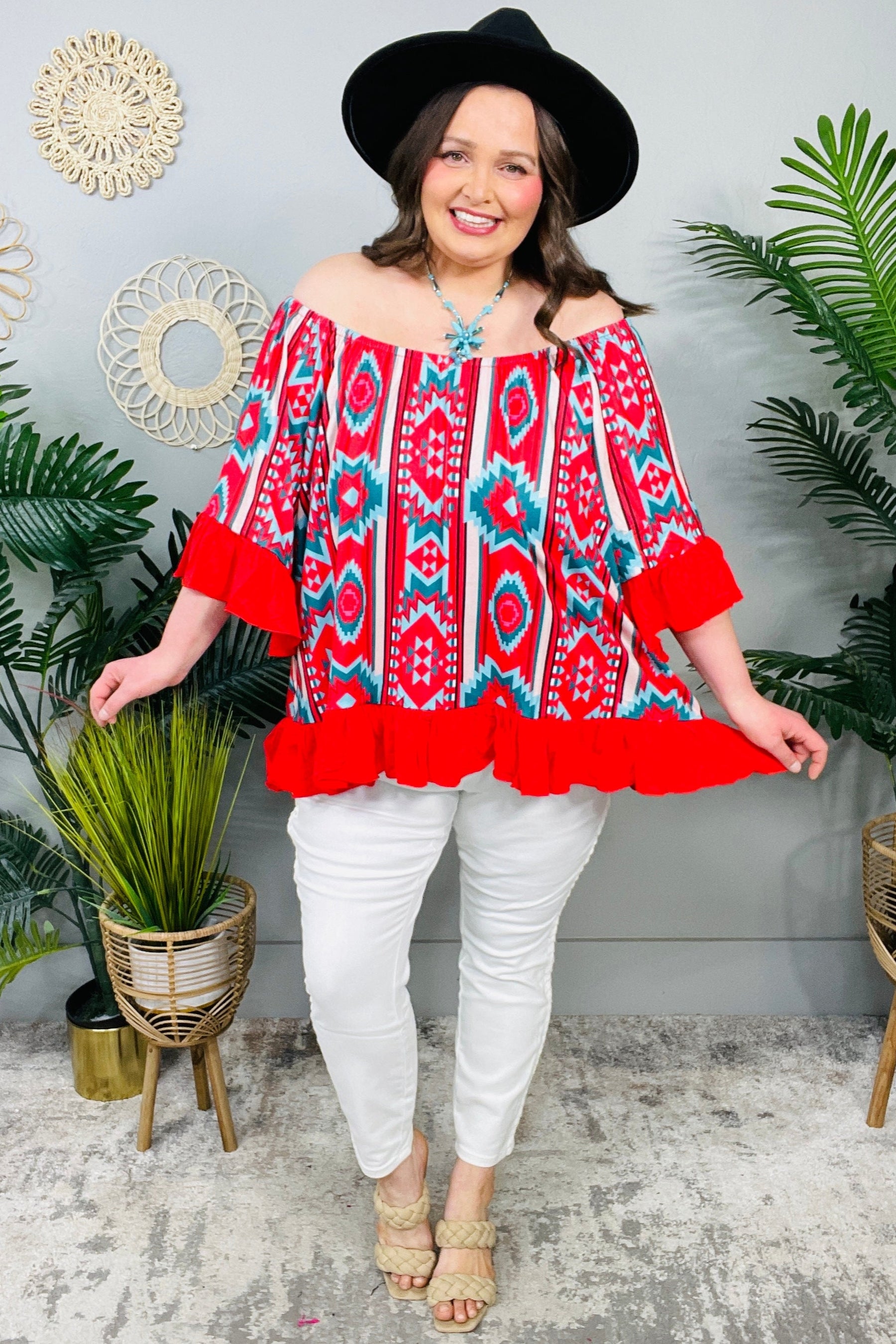 Arizona Sunsets Red/Multi High-Low Top - T11037RD