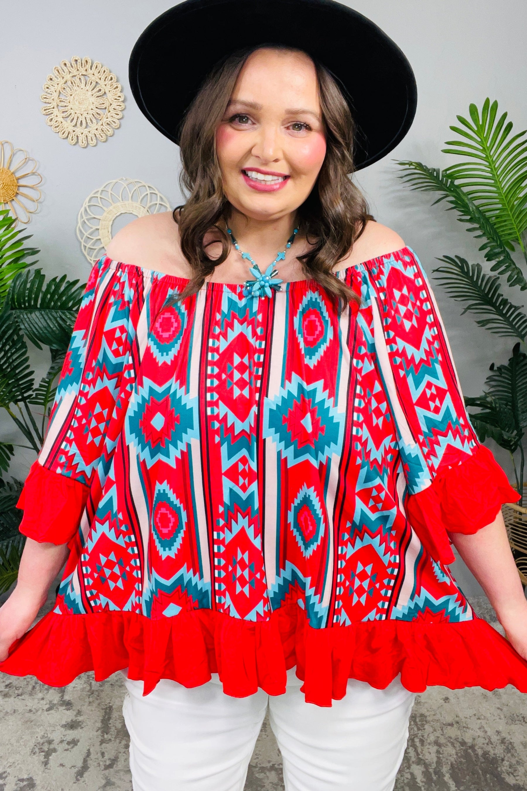 Arizona Sunsets Red/Multi High-Low Top - T11037RD
