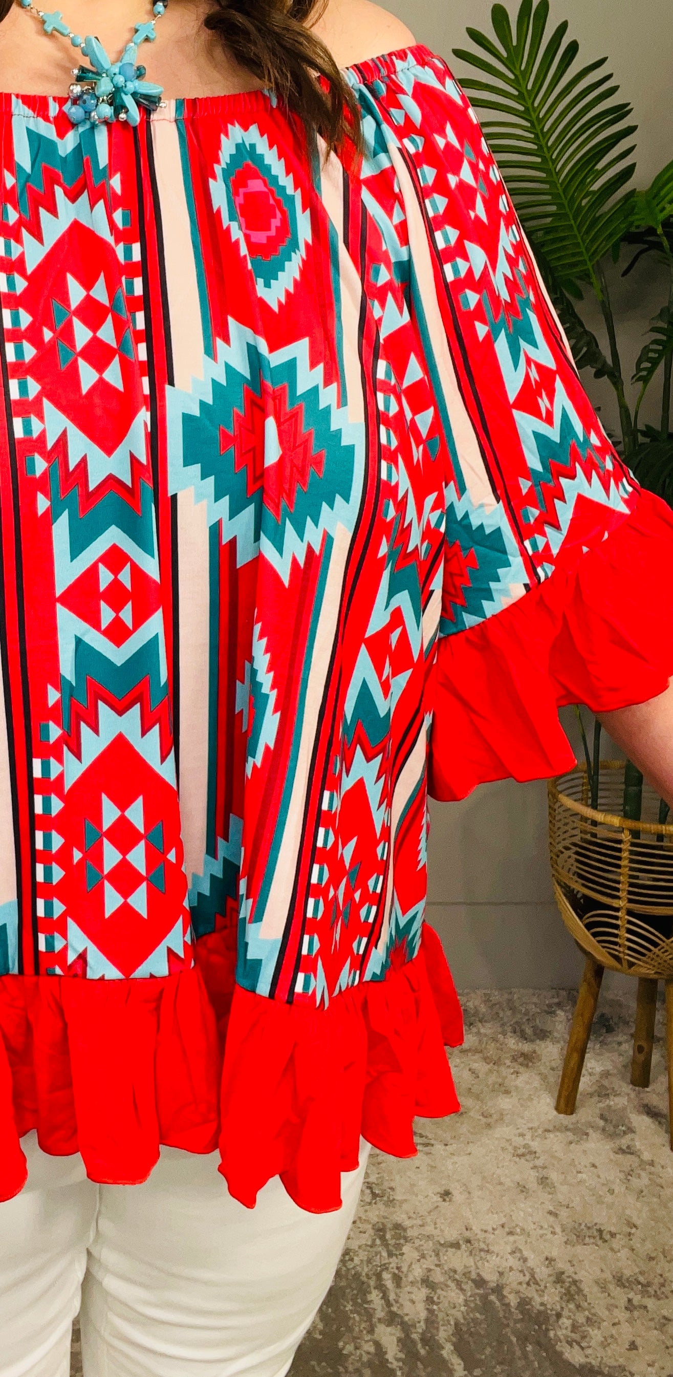 Arizona Sunsets Red/Multi High-Low Top - T11037RD