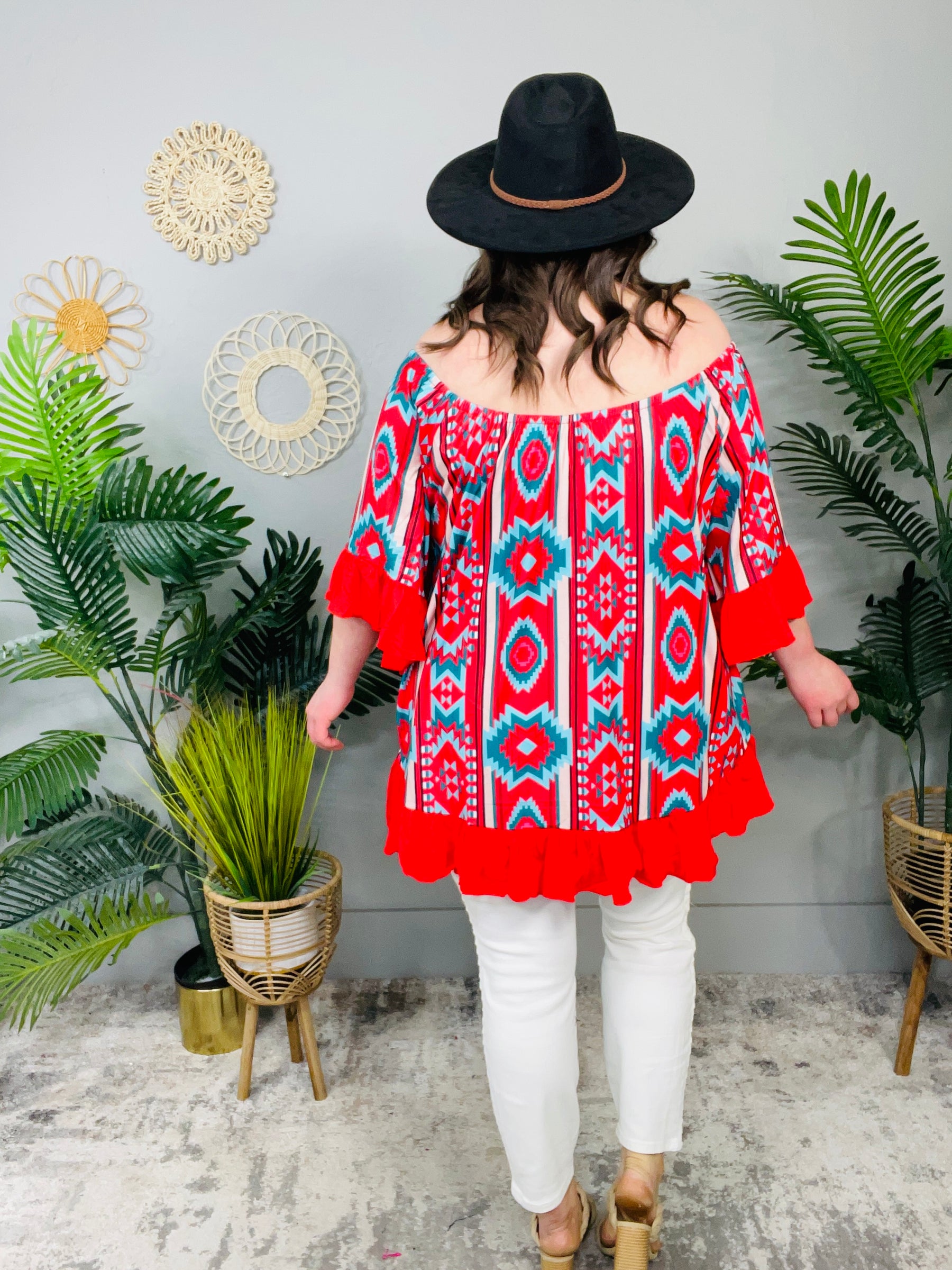 Arizona Sunsets Red/Multi High-Low Top - T11037RD