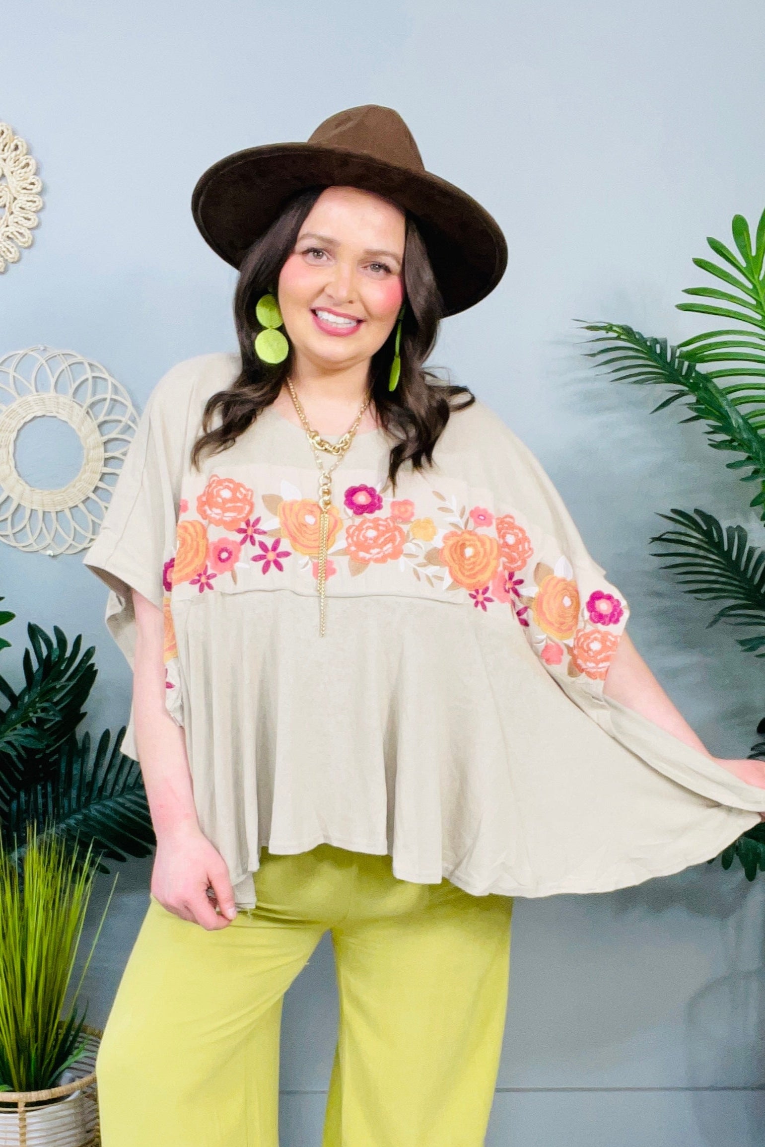 Isabel Embroidered Tunic in Mocha - T11247MO