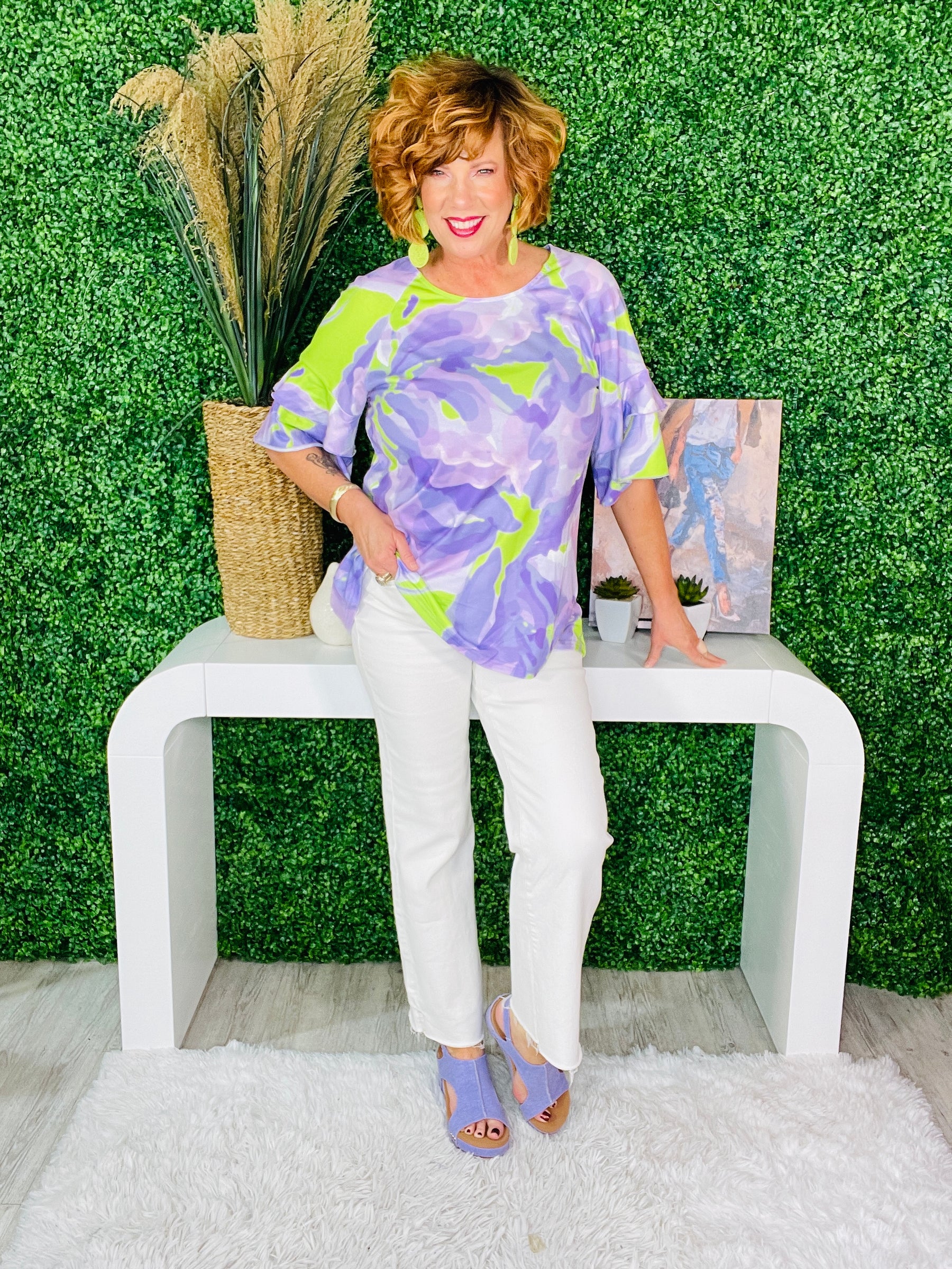 Reminders of You Lavender/Lime Green Top - T11014LV
