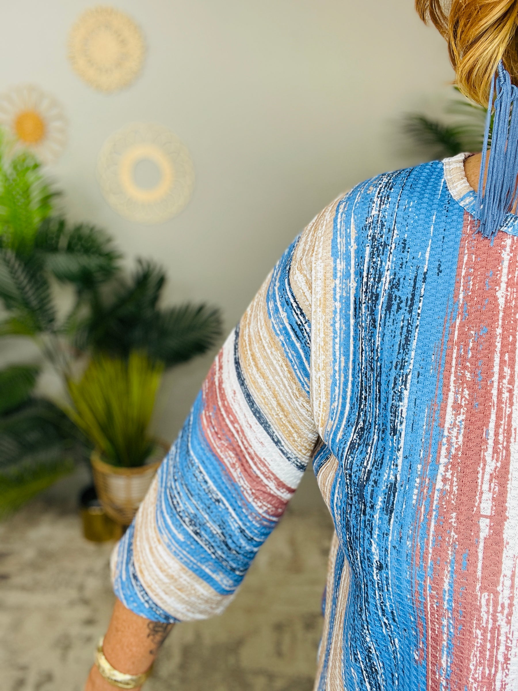 Wind of Change Taupe/Blue Top - T11017TA