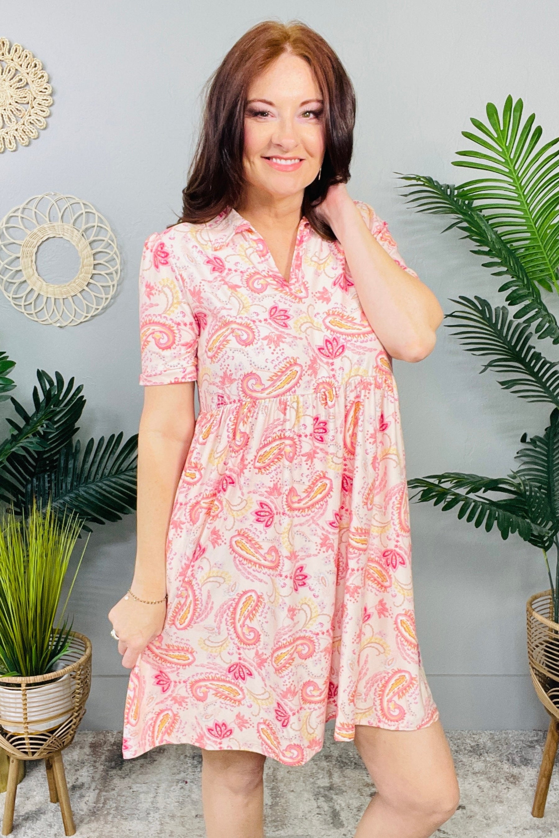 Pop Of Paisley Print Knit Dress D5674BL