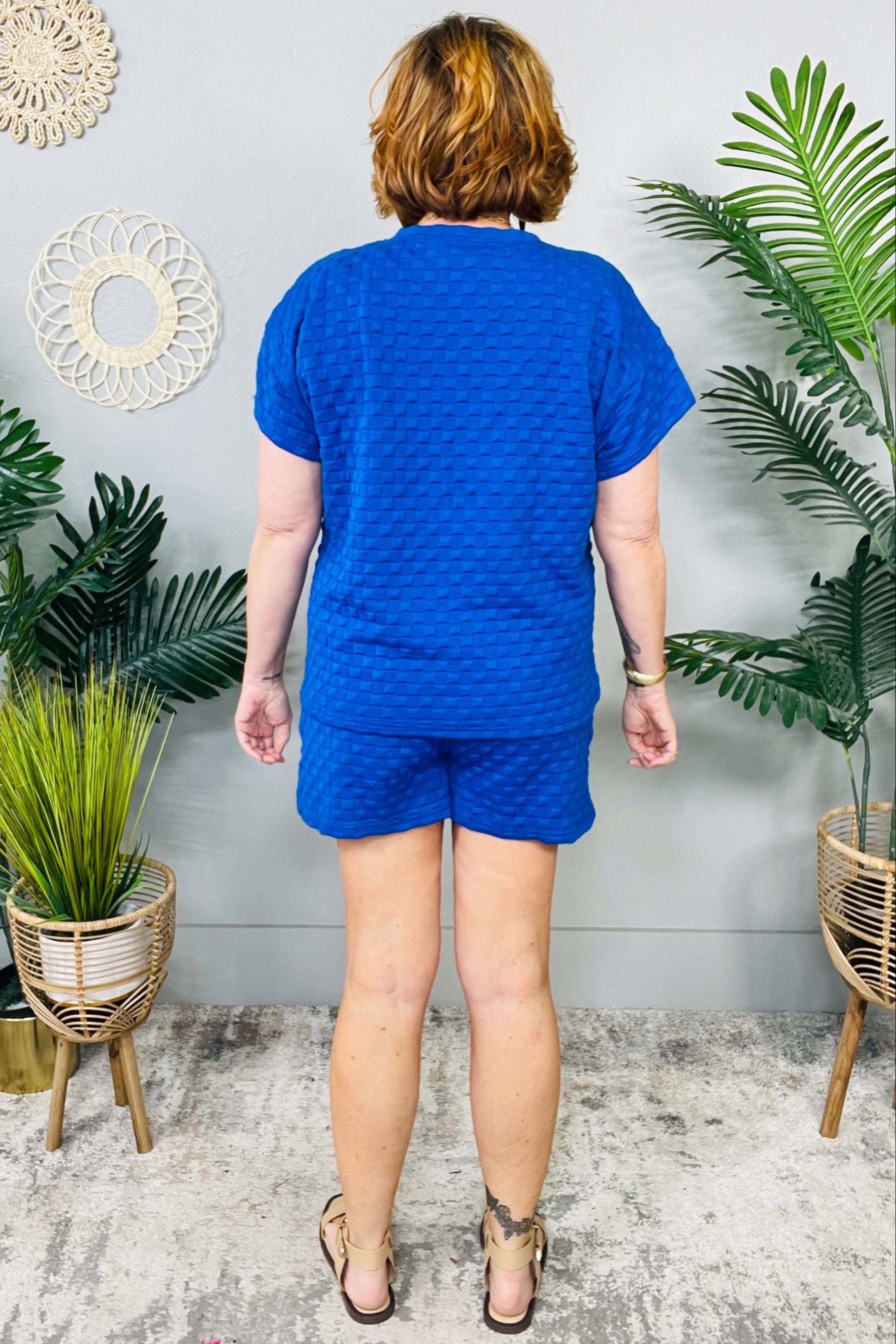 Perfect Match Up Royal Blue Textured Top and Short Set - T11310RB