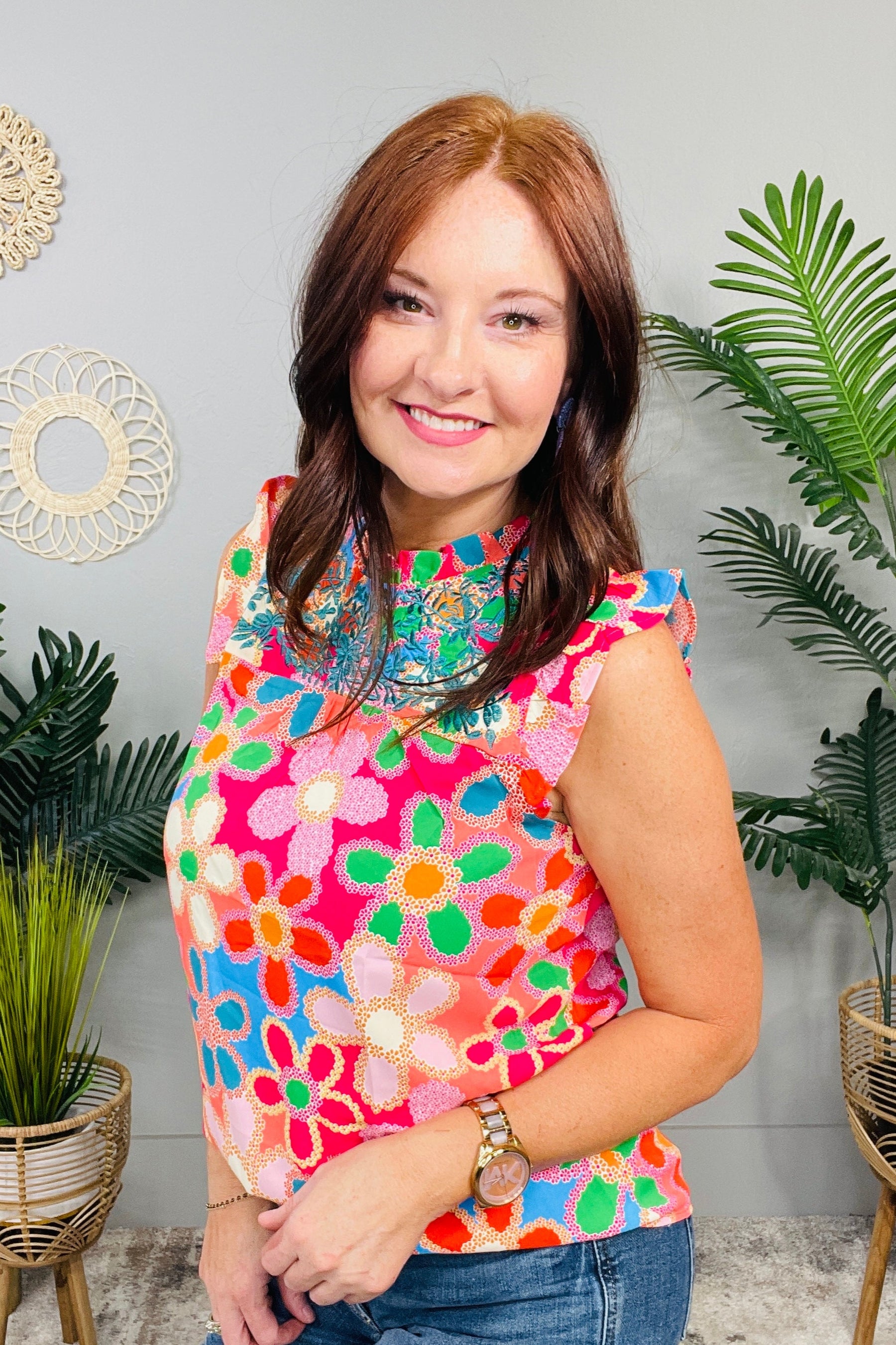Say it With Flowers Embroidered Detail Top - T11170PK