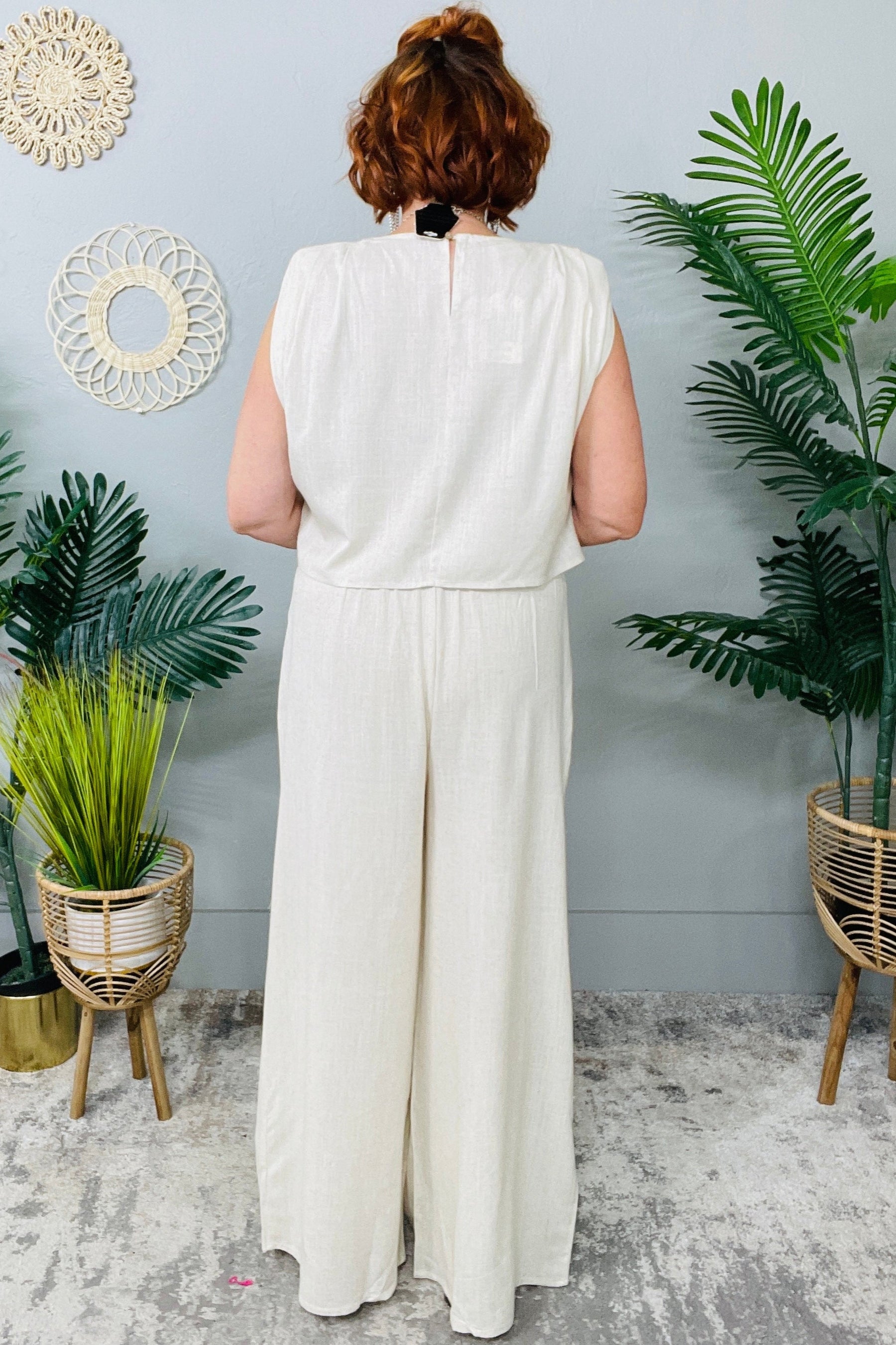 Set The Vibe Solid Woven Top & Pants Set - T111309OA