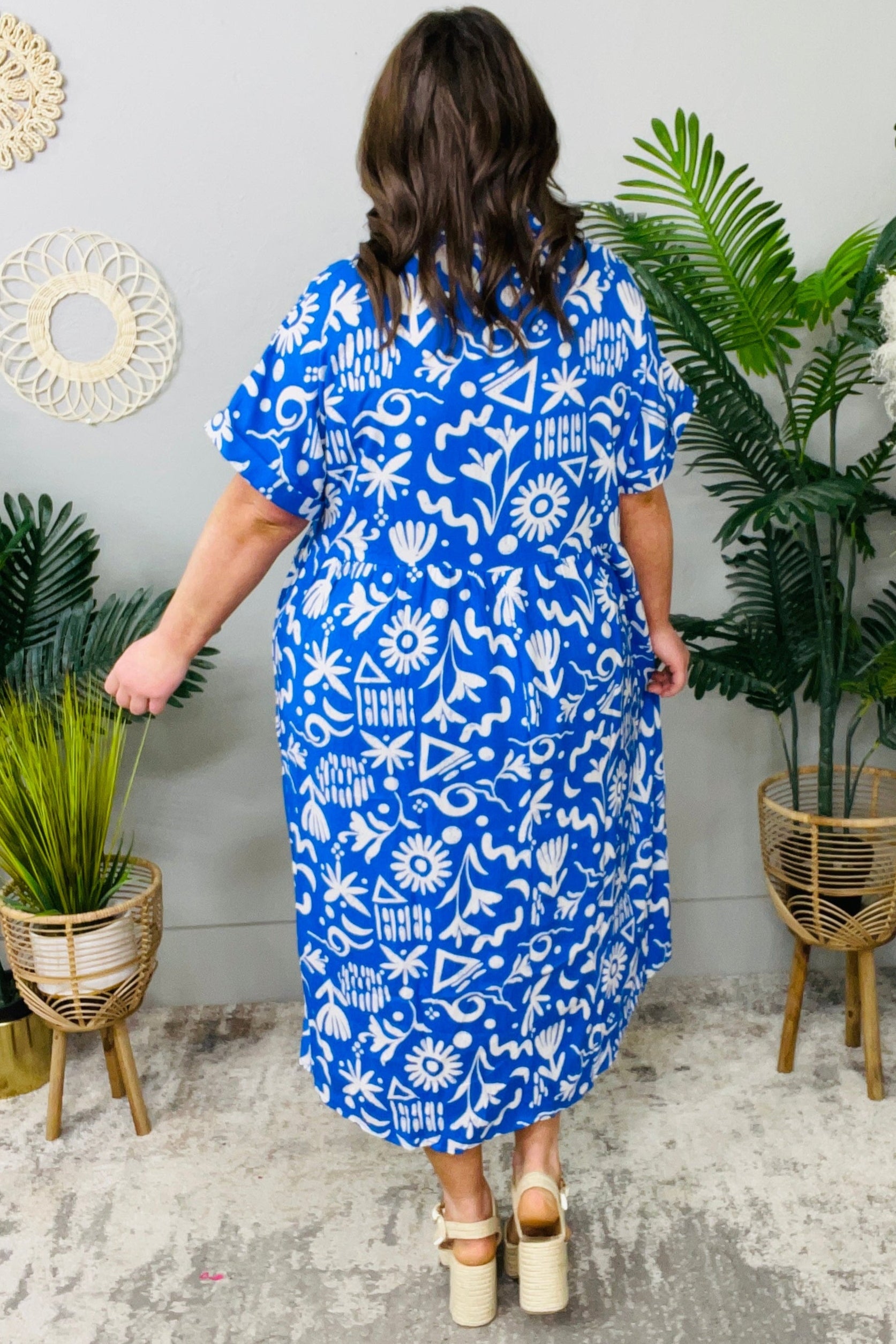 Soft Sonata V-Neck Dress in Blue - D5749BL