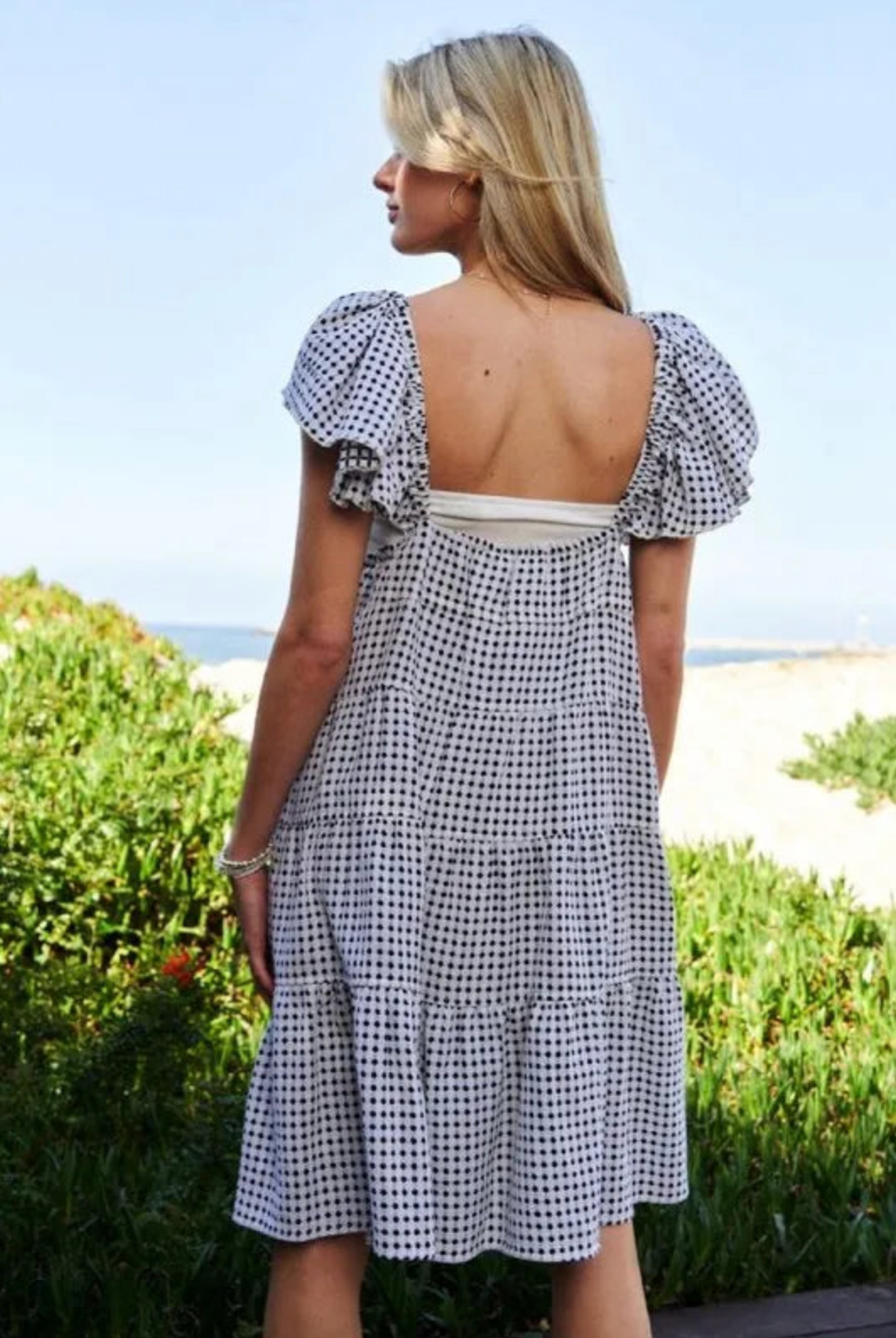 Pretty Little Statement Jacquard V-Neck Tiered Dress D5683BK