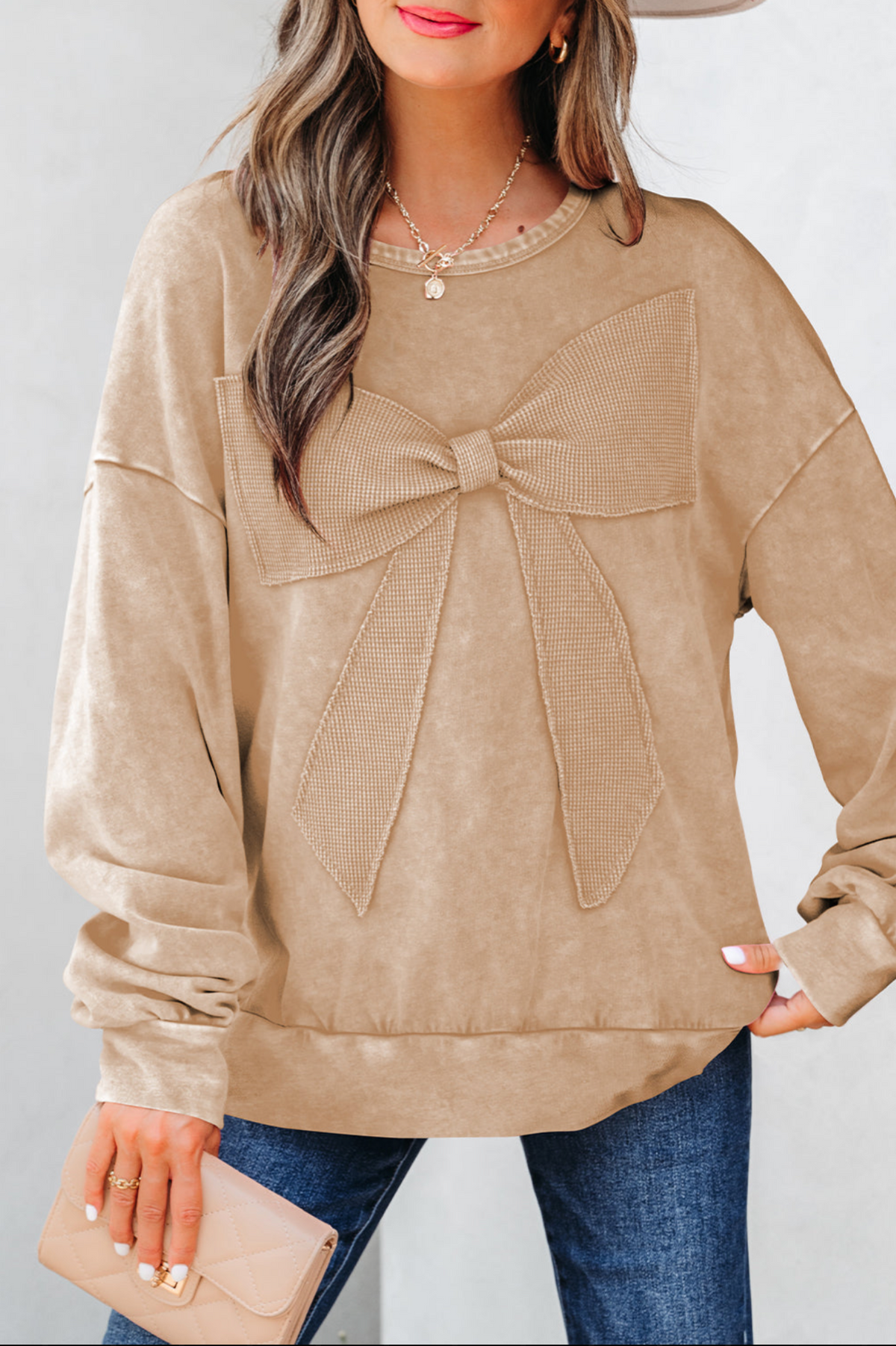 The Cozy Bow Mineral Wash Sweatshirt - S166BG