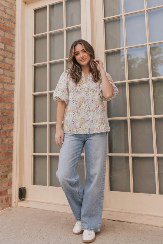 Running Through Wildflowers Flutter Sleeve Blouse