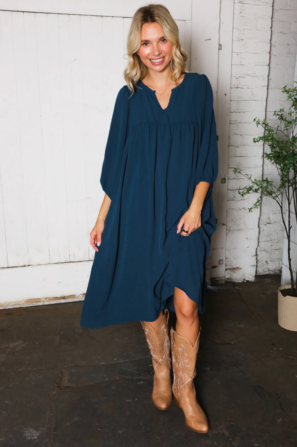 Saphire Skies Woven Crinkled Dress