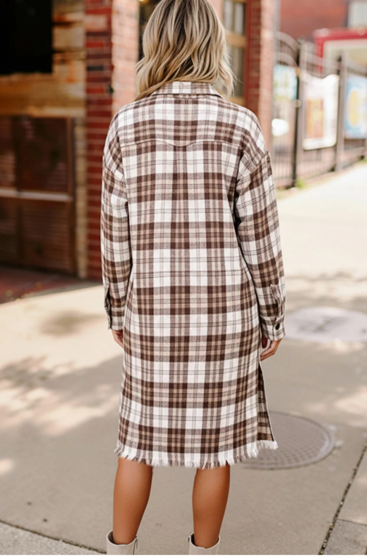 Playful in Plaid Mocha Button Down Cardigan