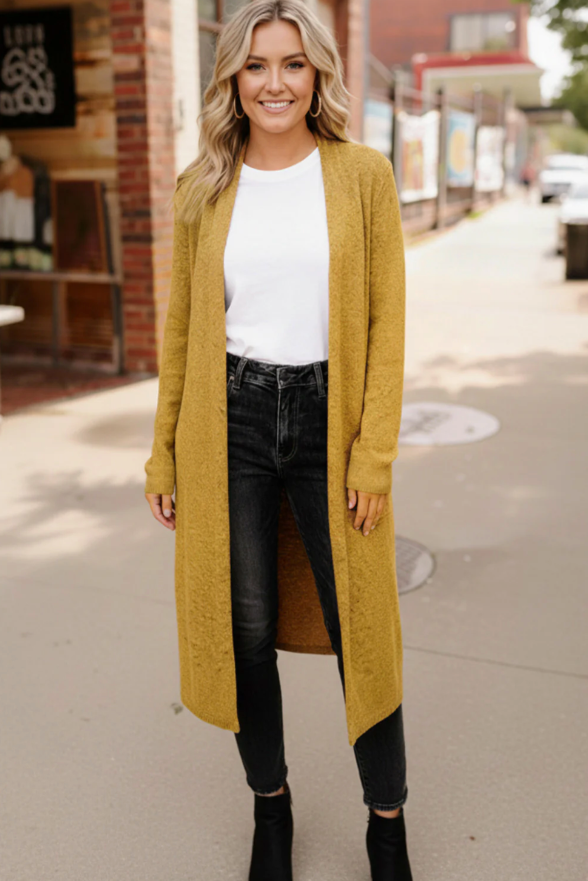 Honey Mustard Harvest Long Cardigan