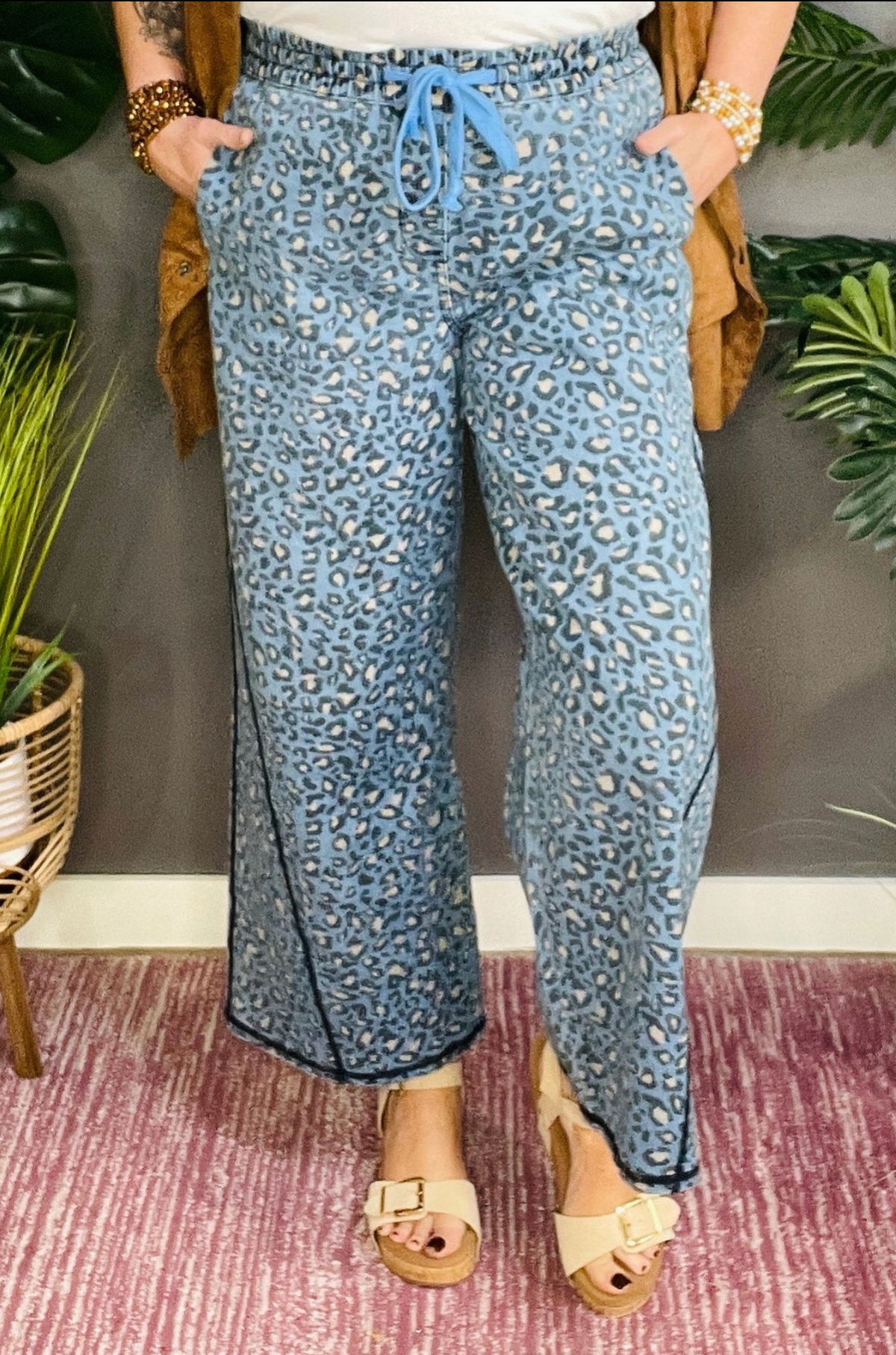 Calm But Savage Wide Leg Drawstring Jeans