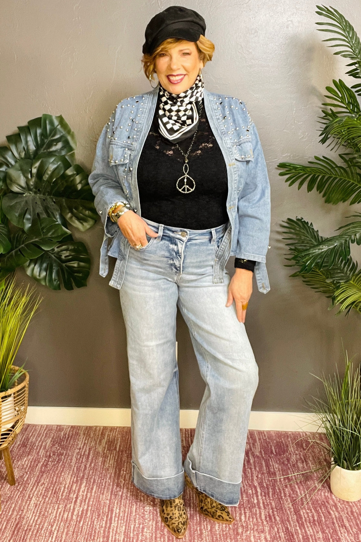 Kennedy Tummy Control High Rise Ankle Wide Cuffed Jeans - J050DN