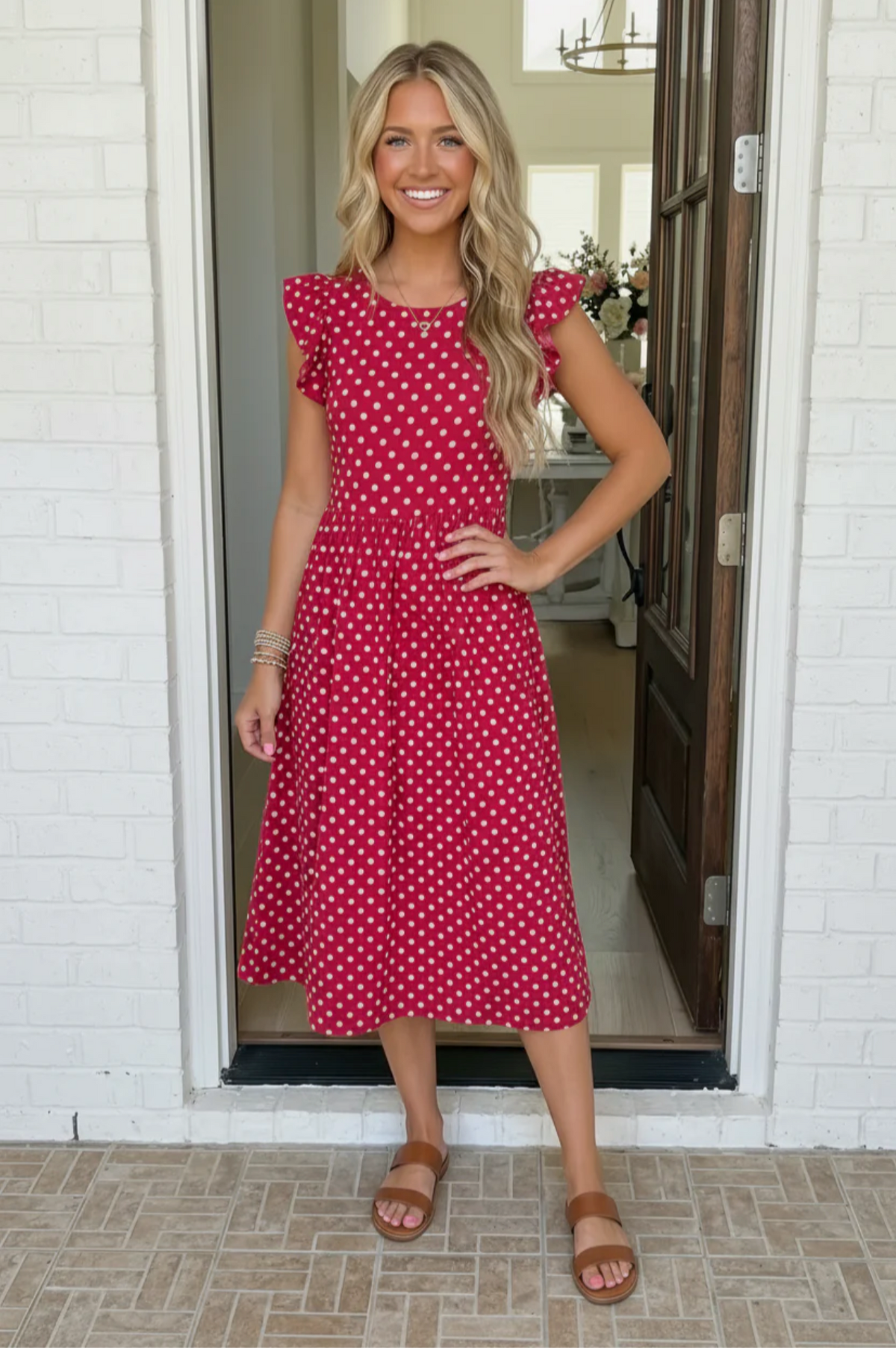 Sweet Days Red Polka Dot Midi Dress