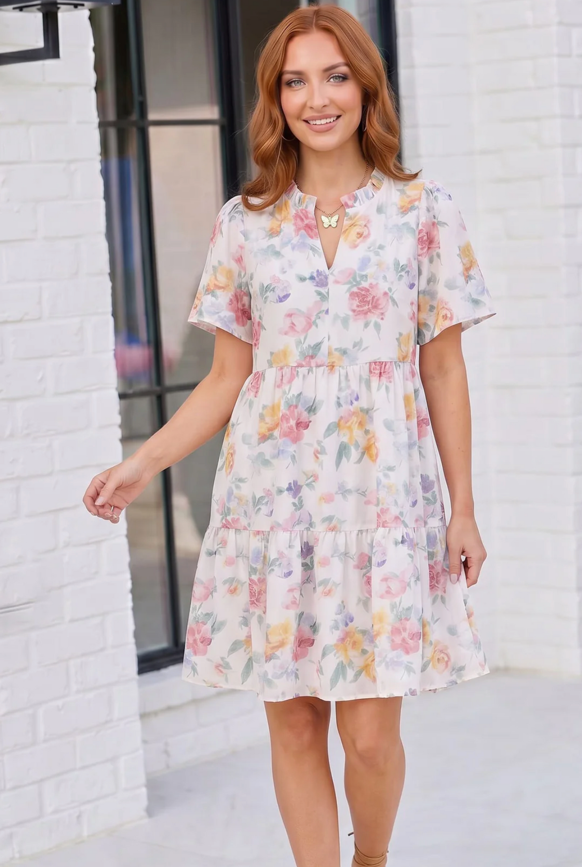 Blooming Beautifully Floral Tiered Mini Dress
