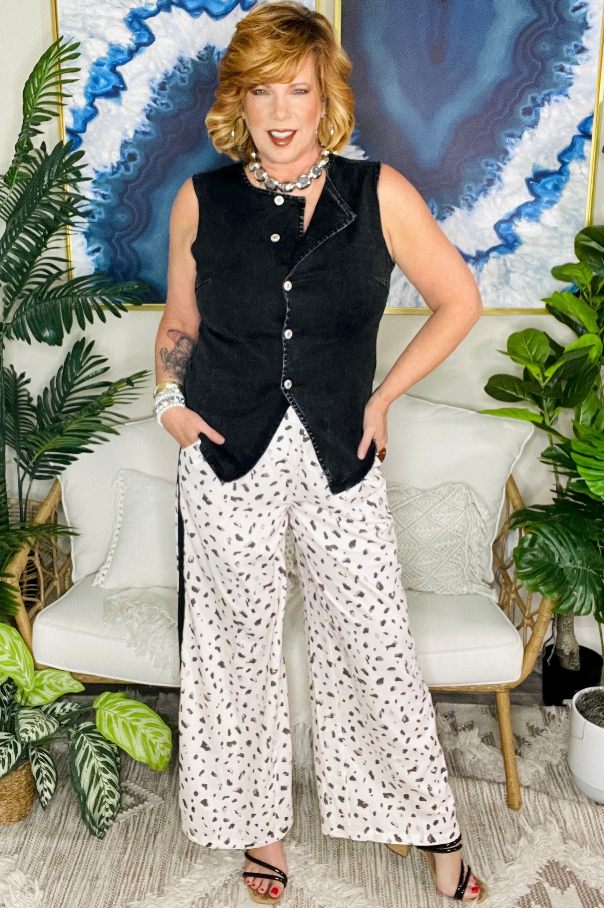 You Know It Leopard Print Side Stripe Pants - P130LE