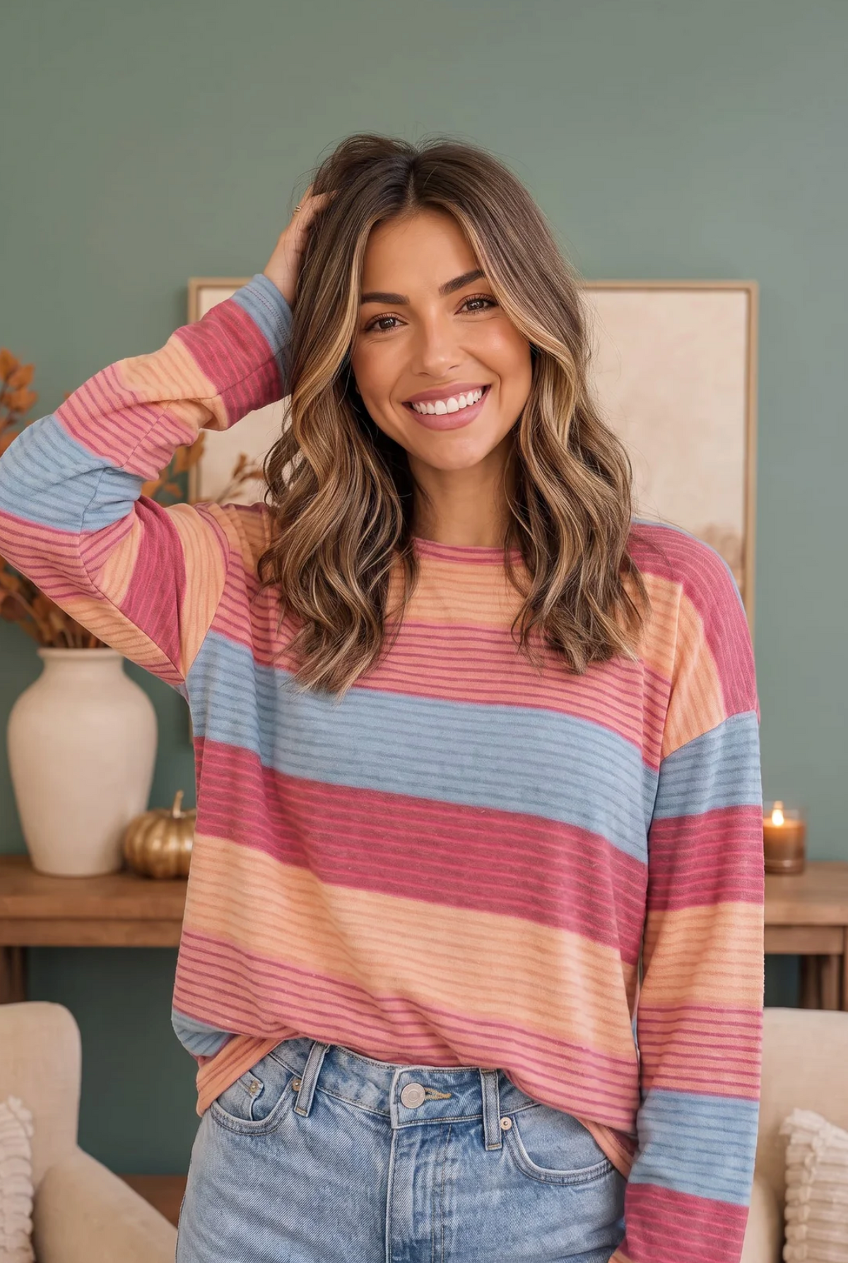 Sunny Stripes Long Sleeve Knit Top