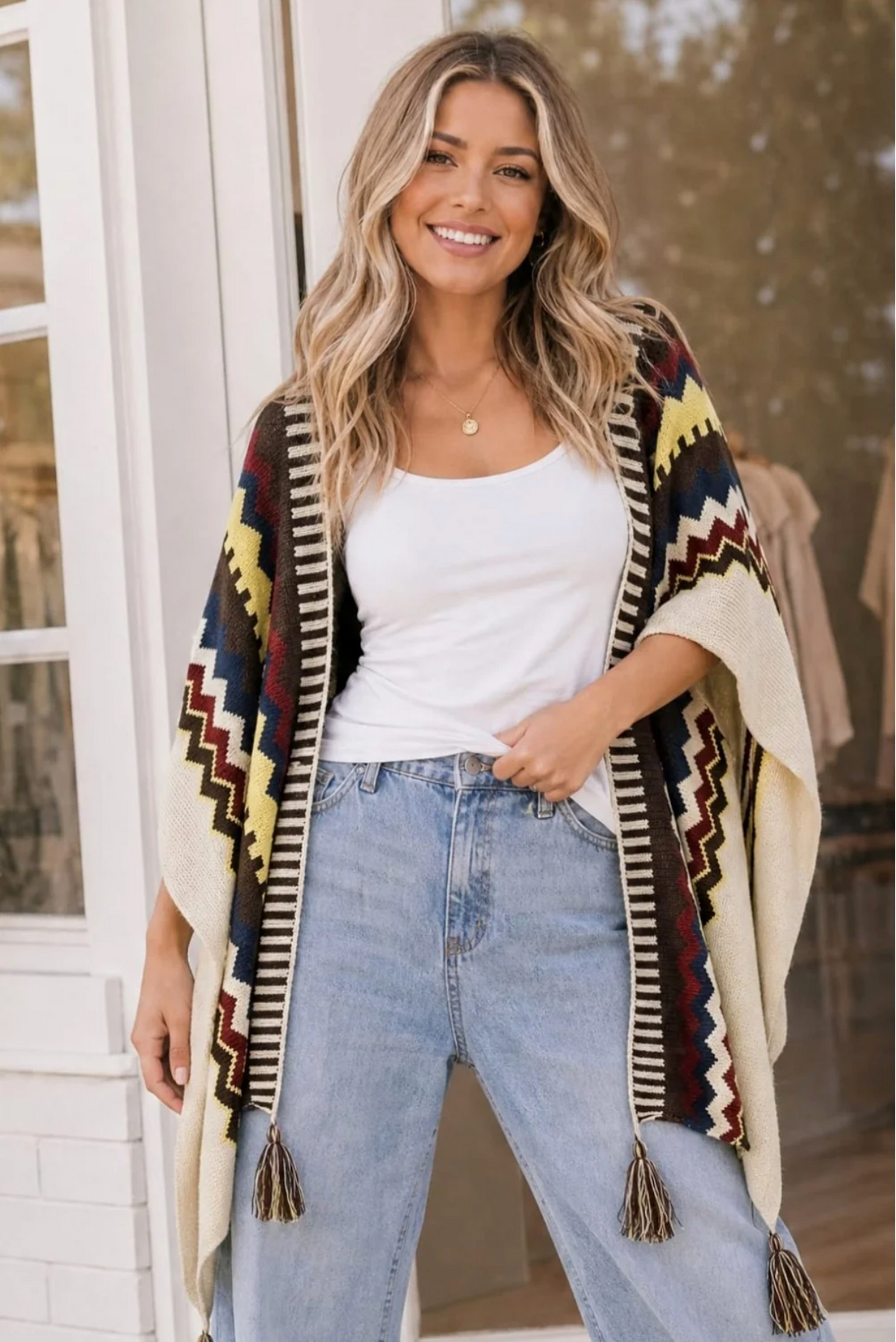 Chilly Nights Kimono Wrap with Tassel Tie