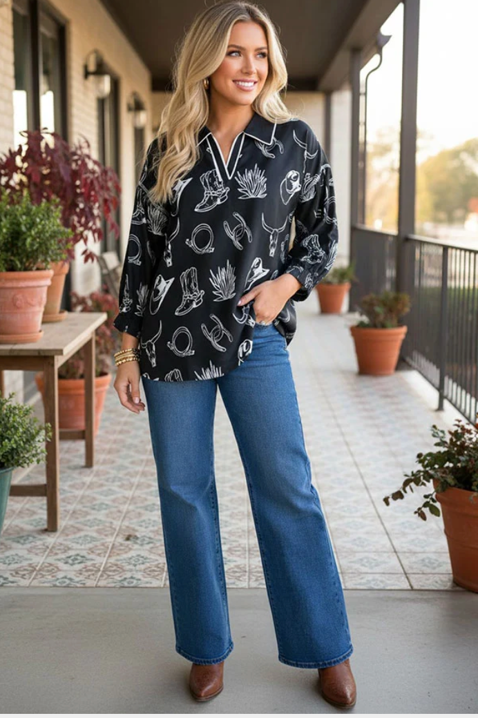 Boots And Doodles Top - T027BK