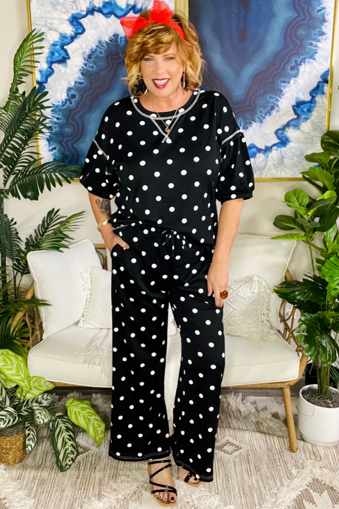 Seeing Spots Top And Pant Set - SET118BK