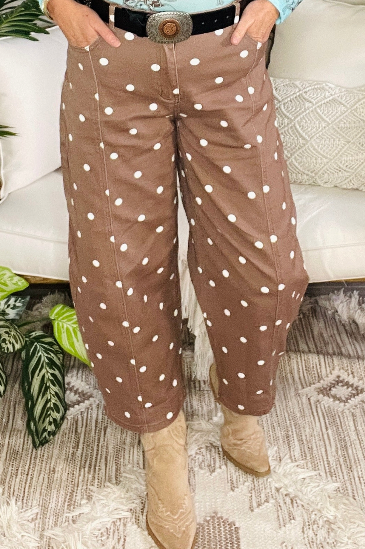 Happy Go Dottie Barrel Jeans - J109BR