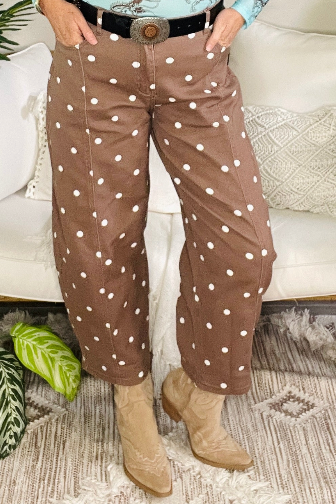 Happy Go Dottie Barrel Jeans - J109BR