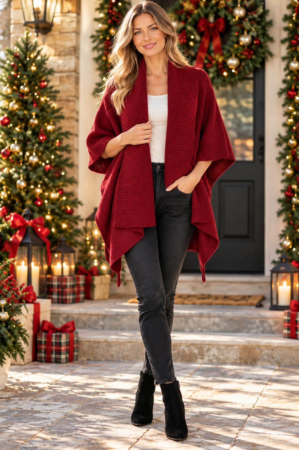 Warm And Toasty Burgundy Cardigan - YF030BU